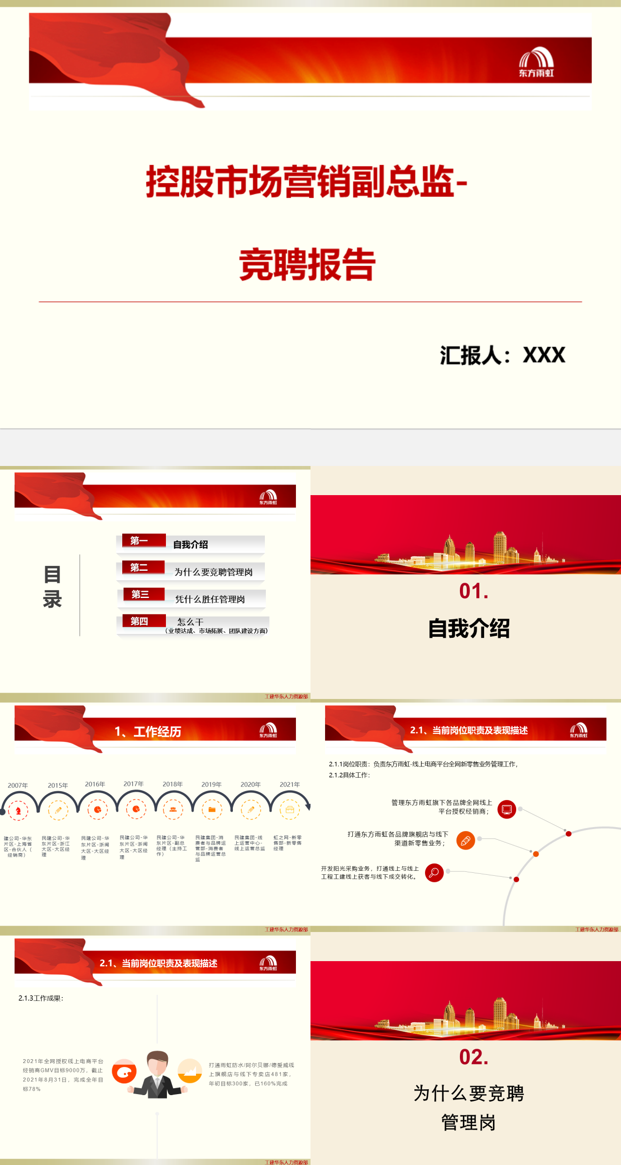 标准静态红白商务竞聘报告