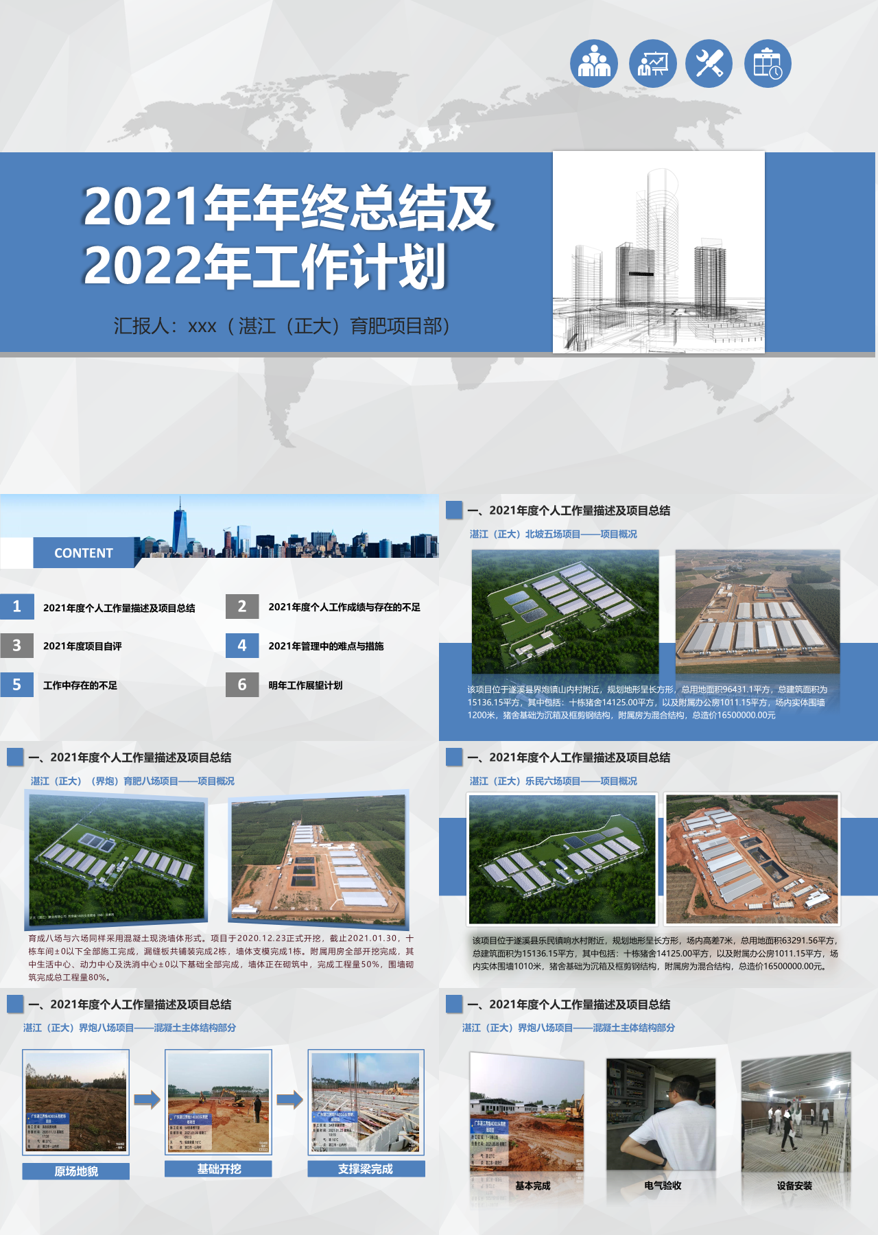 标准静态蓝色工作汇报建筑行业工作汇报