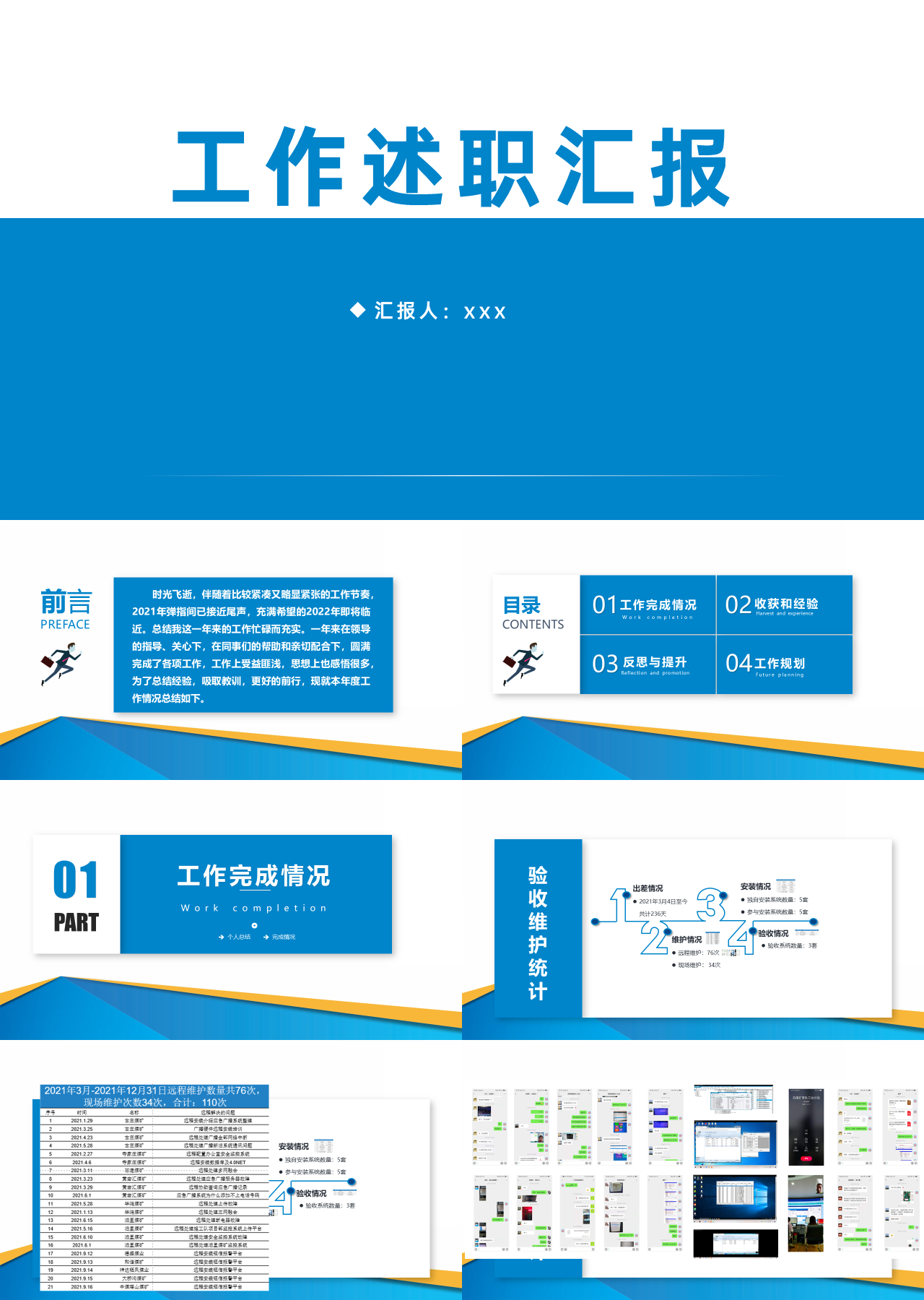 标准静态蓝色工作汇报个人述职汇报