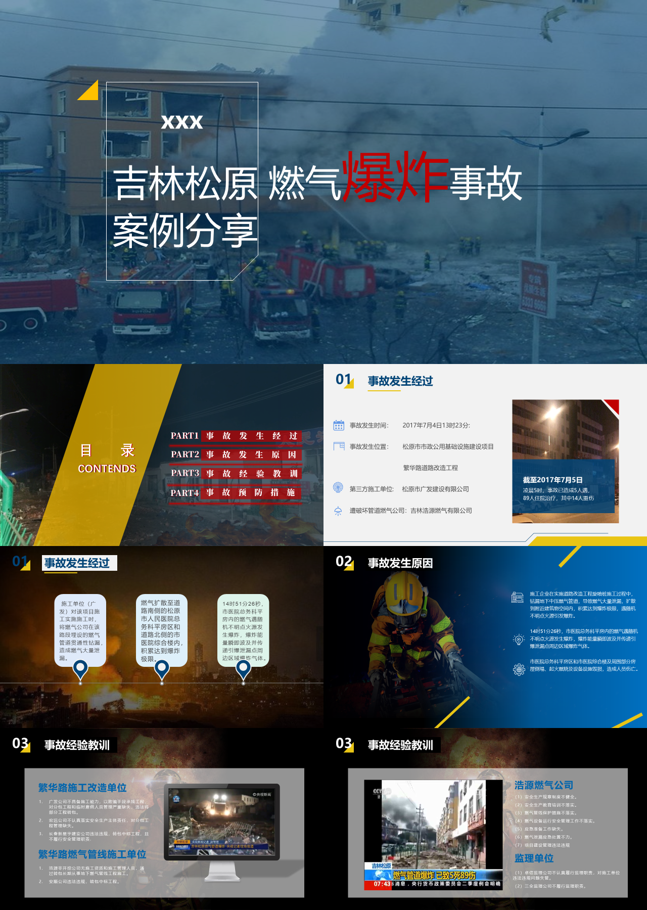 标准静态蓝色企业培训燃气爆炸事故