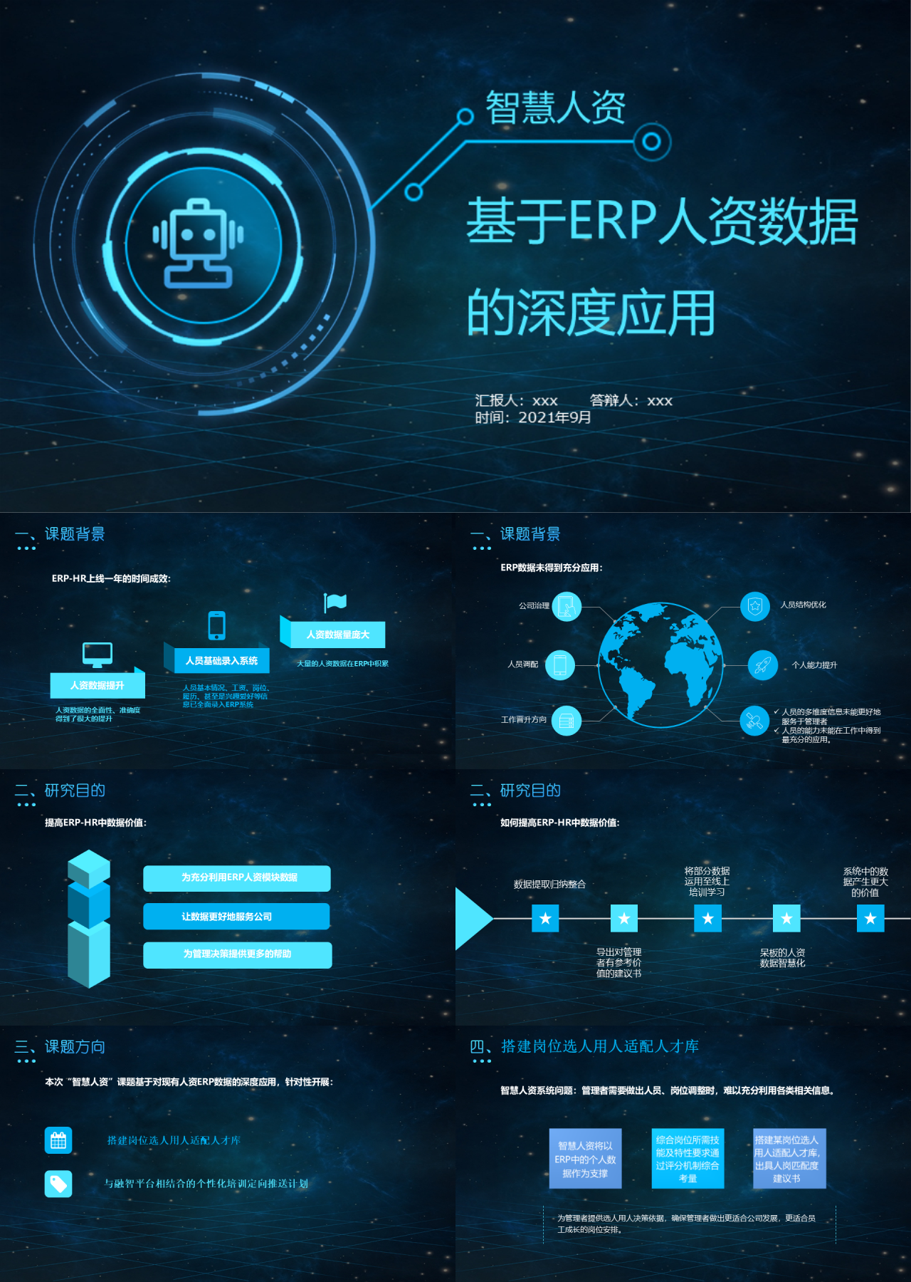 简单动态科技答辩汇报基于ERP人资数据的深度应用