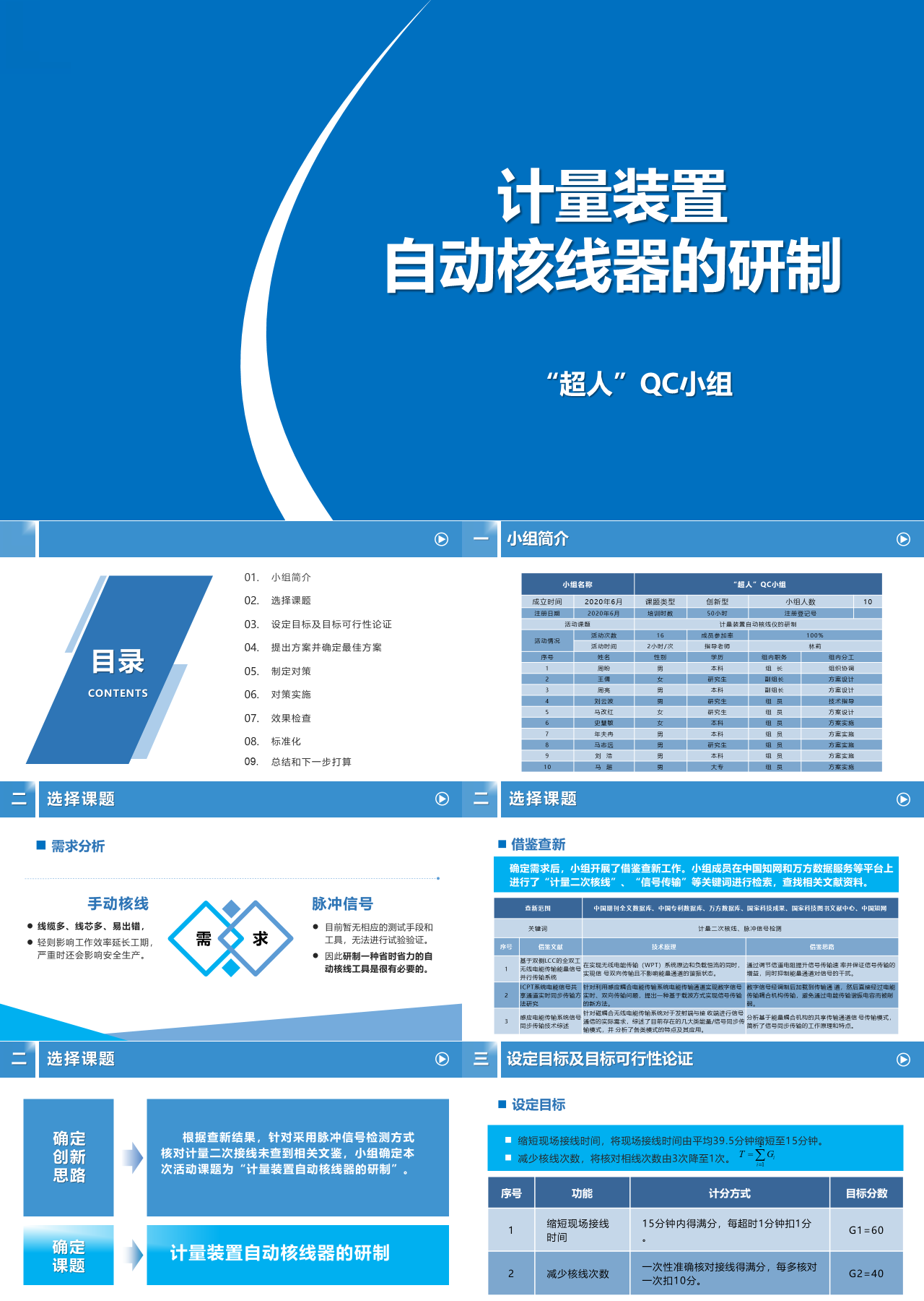 标准静态蓝色论文答辩计量装置自动核线器的研制QC