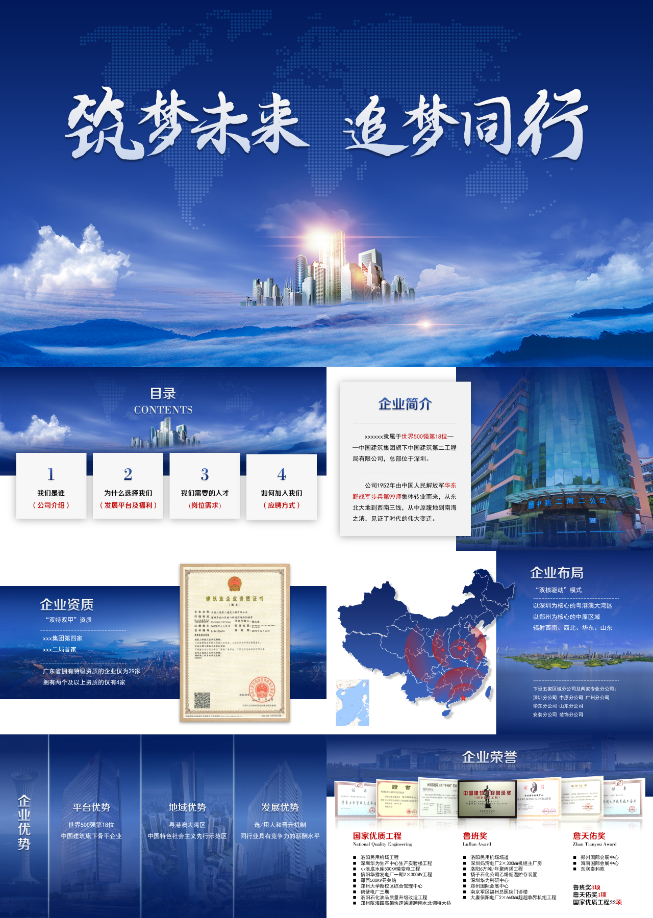 高端动态蓝色建筑类校园招聘