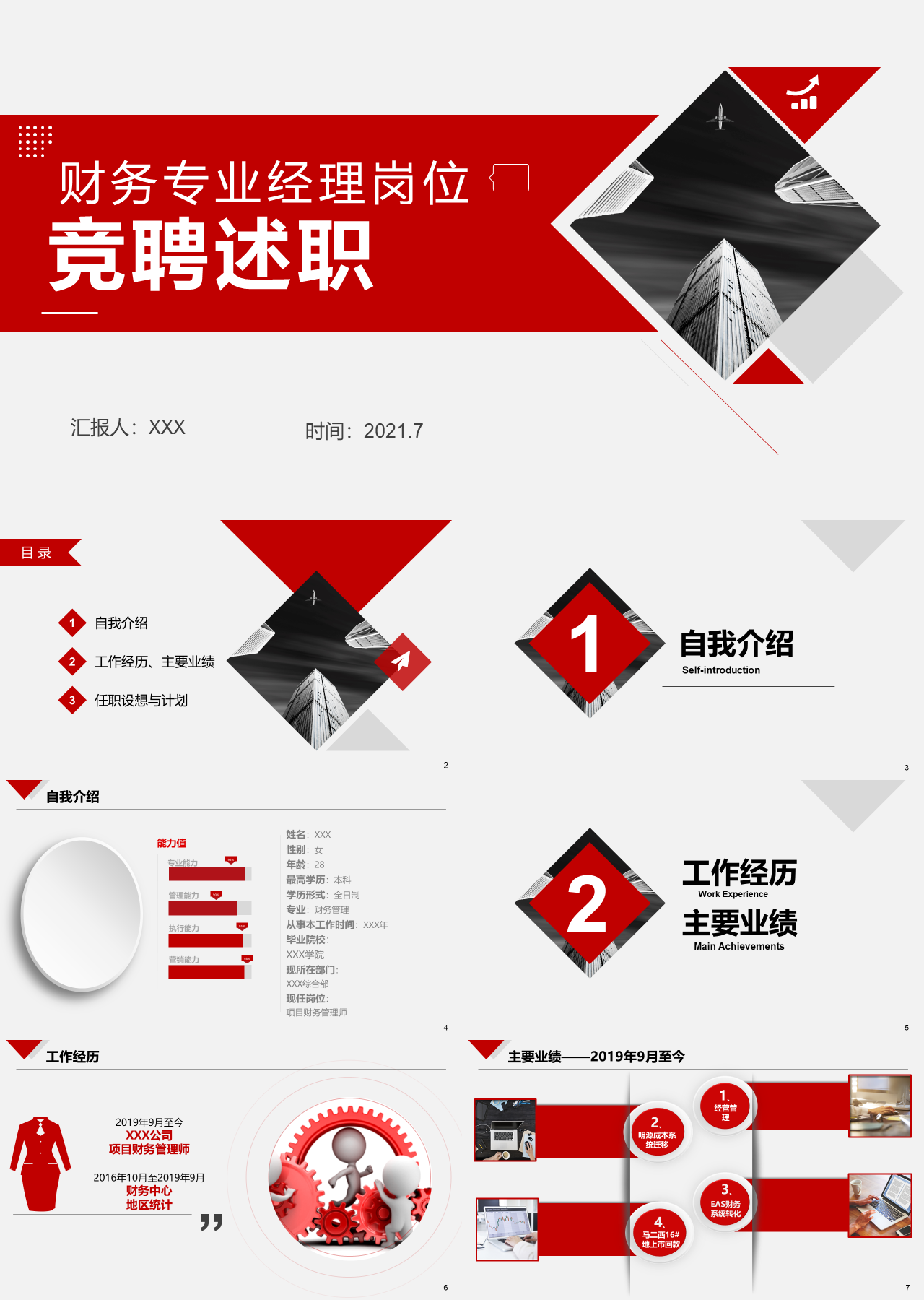 标准静态红色岗位竞聘财务专业经理岗位