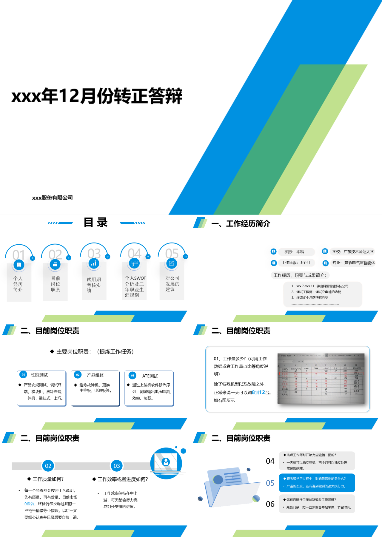 标准静态蓝色转正答辩