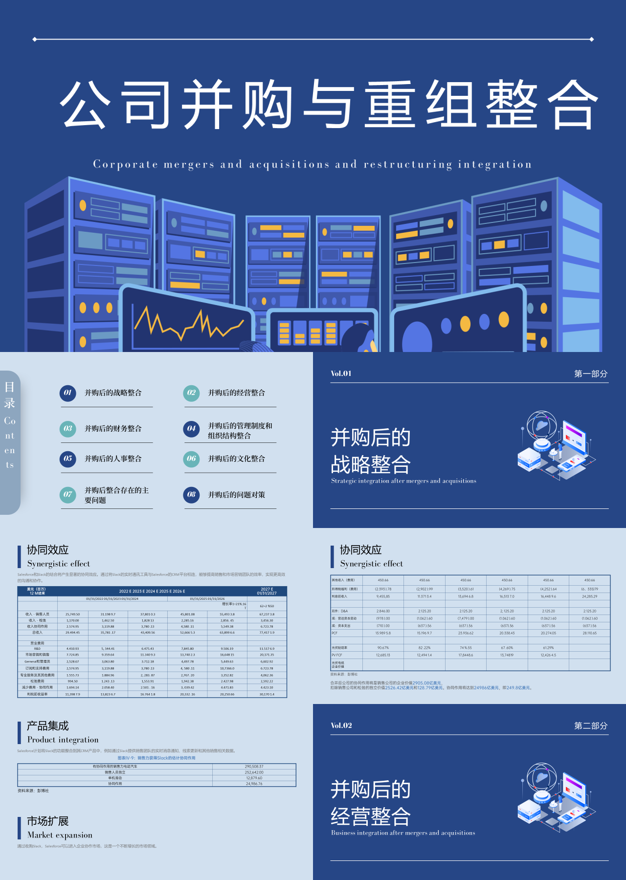 标准静态蓝色工作汇报公司并购与重组整合