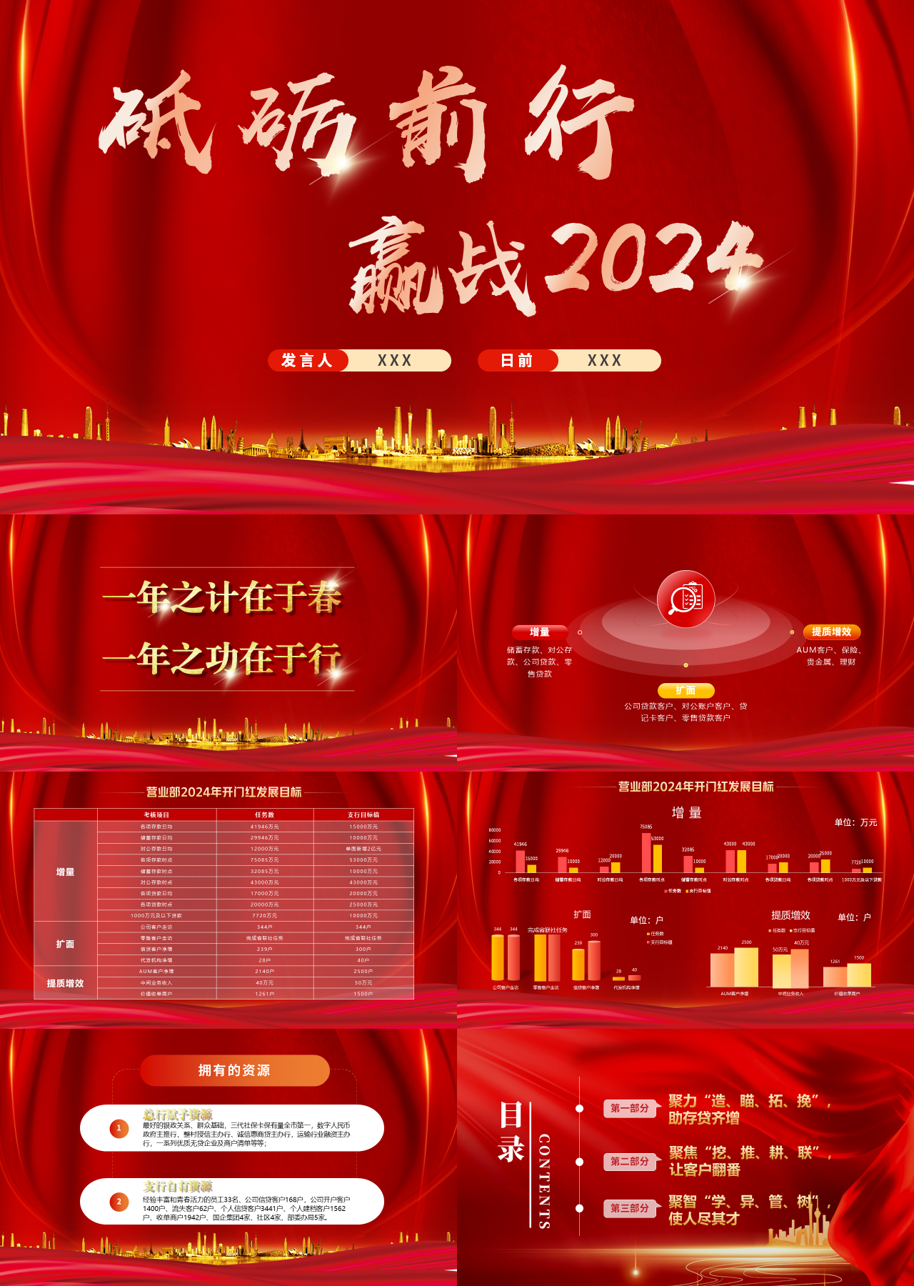 高端静态红色工作总结赢战2024