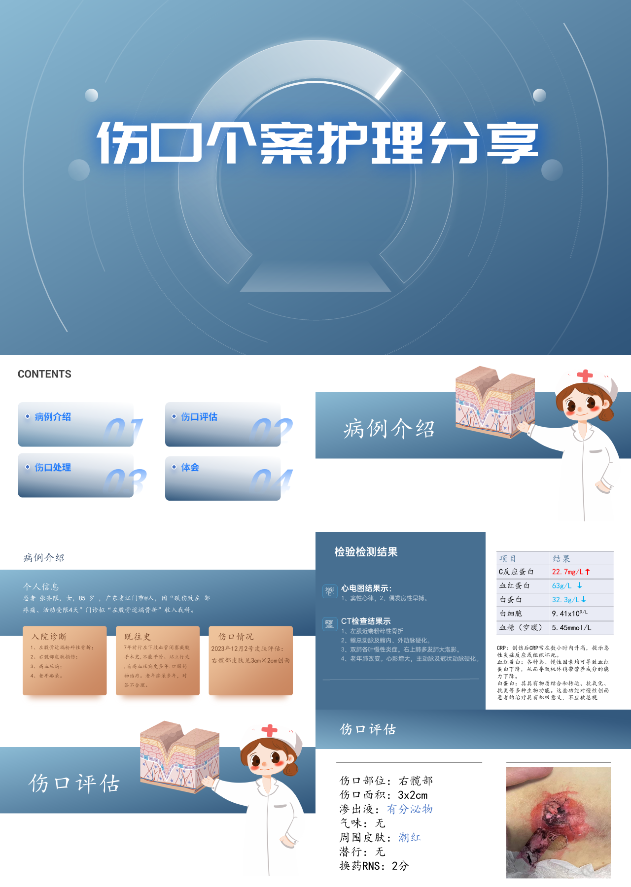 标准静态简约企业培训伤口个案护理分享