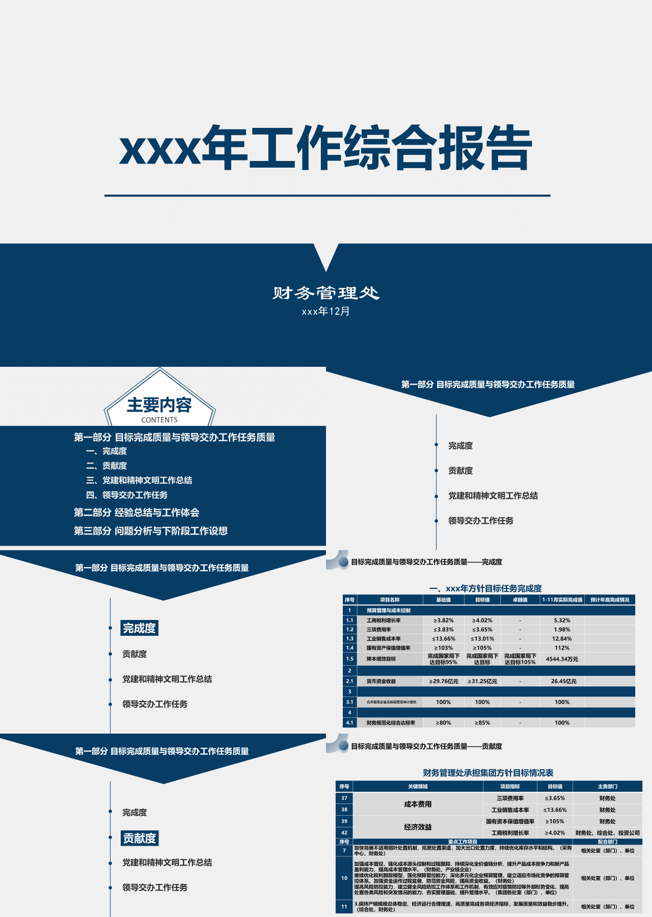 标准静态蓝色工作汇报工作综合报告