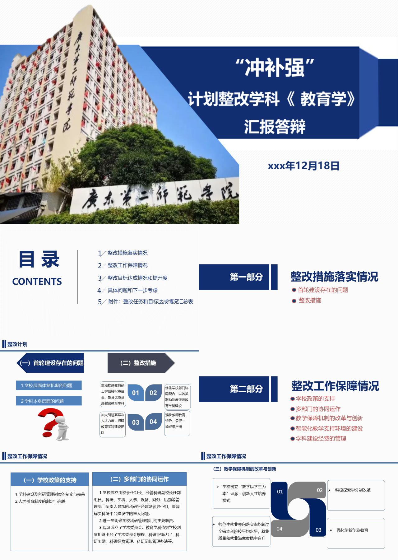 简单静态简约工作汇报计划整改学科