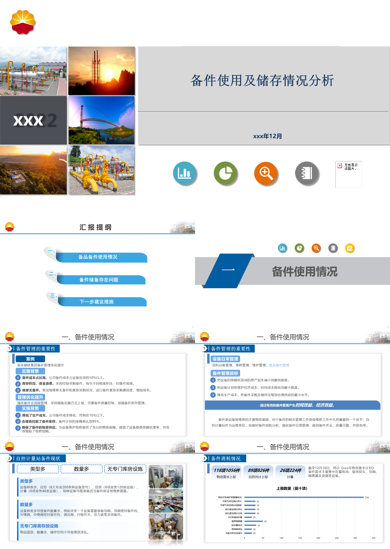 简单静态简约工作汇报备件使用及储存情况分析