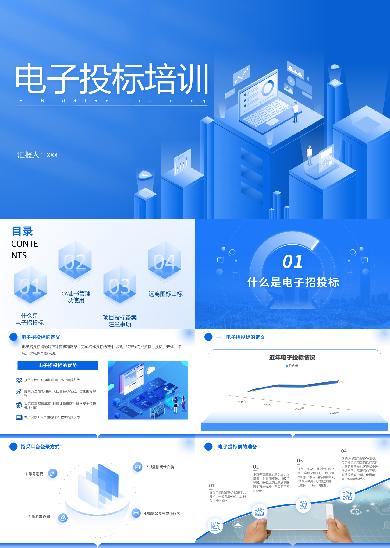 标准静态蓝色工作汇报电子投标培训