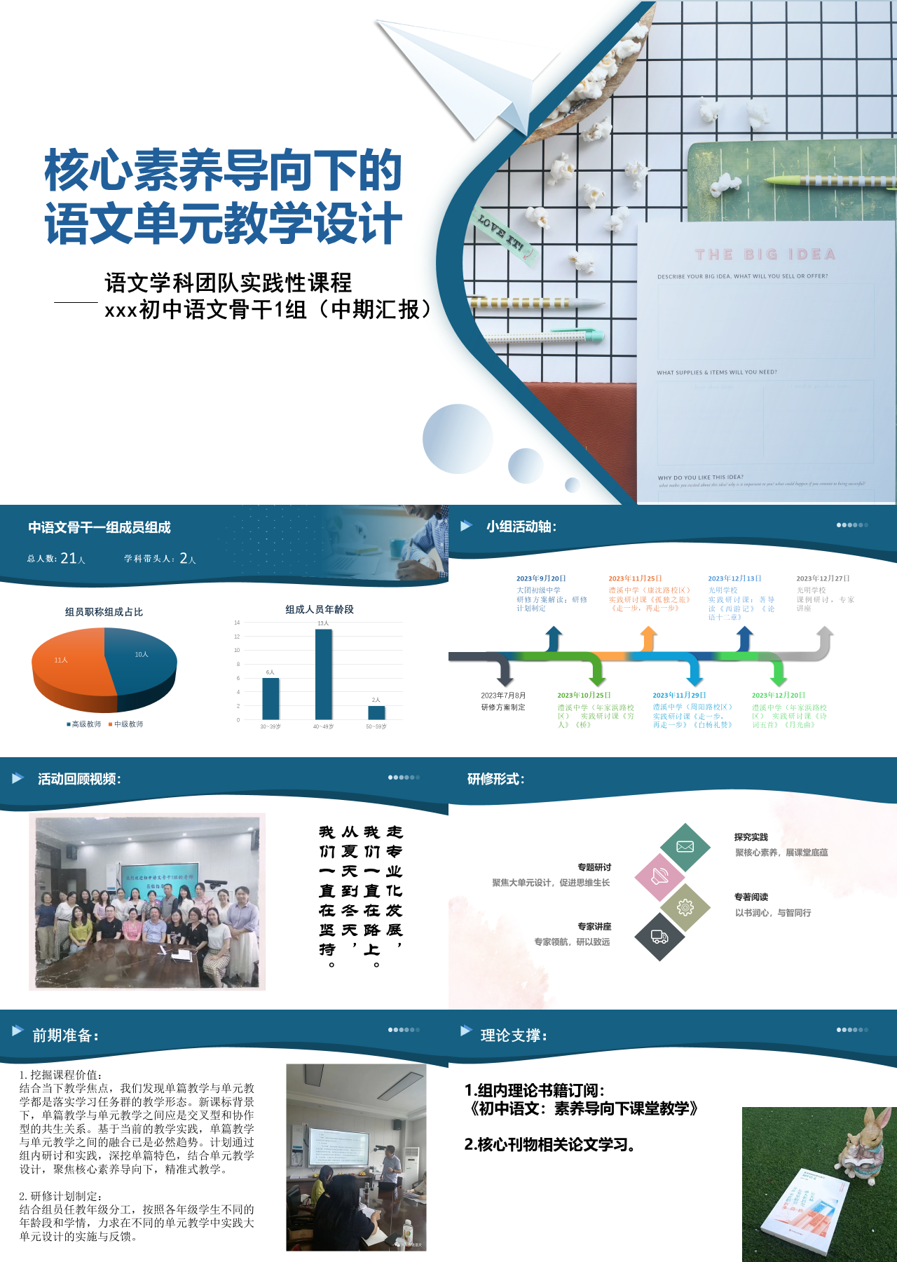 简单动态蓝色主题教育语文单元教学设计