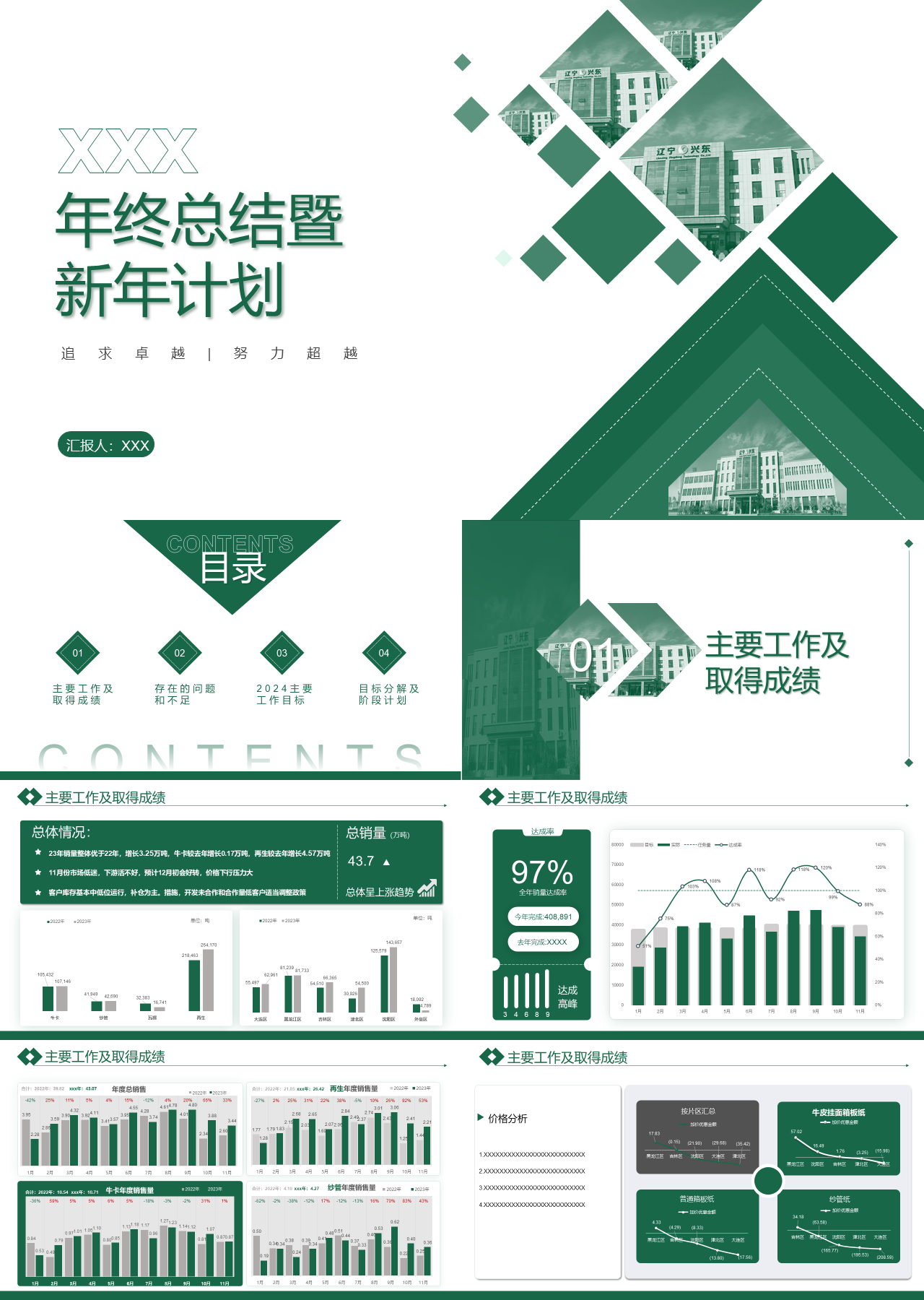 标准静态绿色年终总结