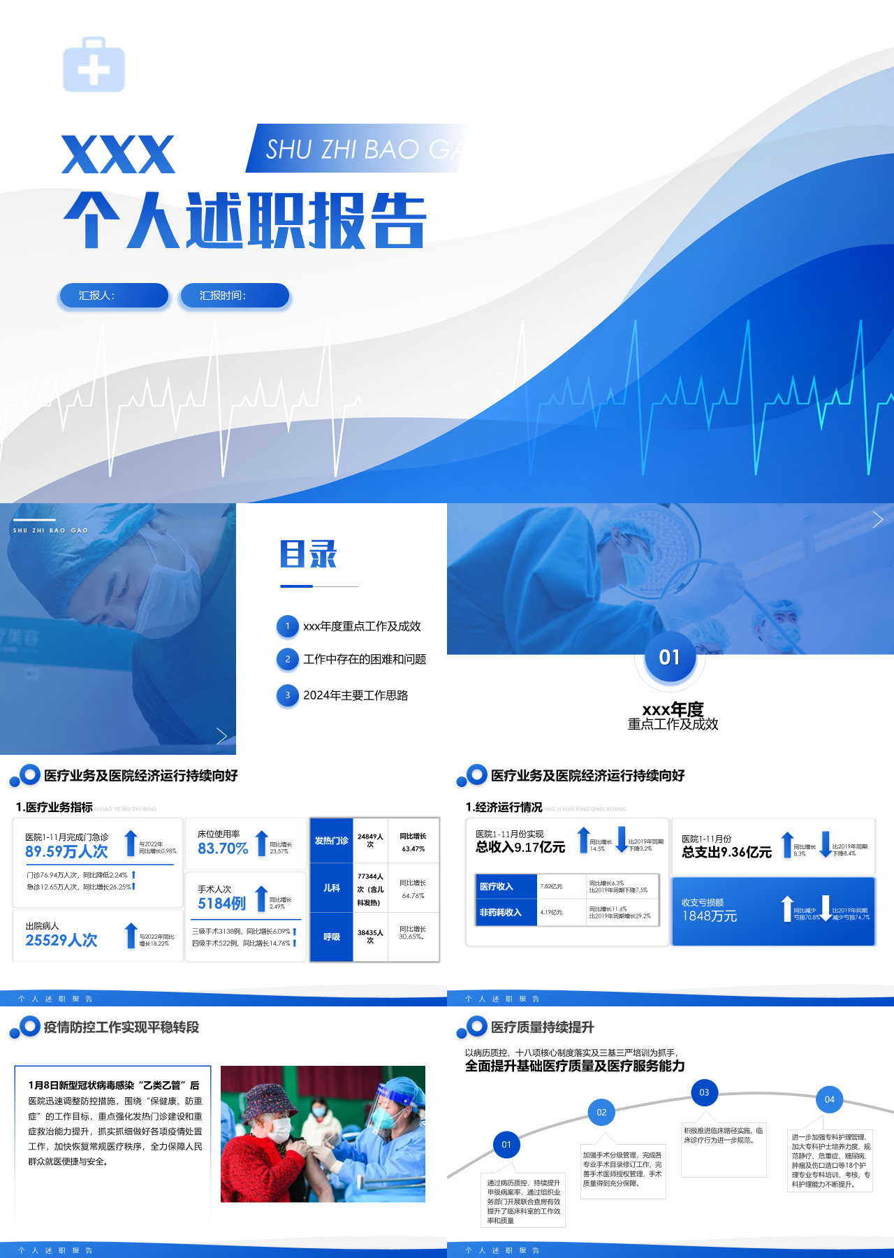 精美静态蓝色个人述职报告