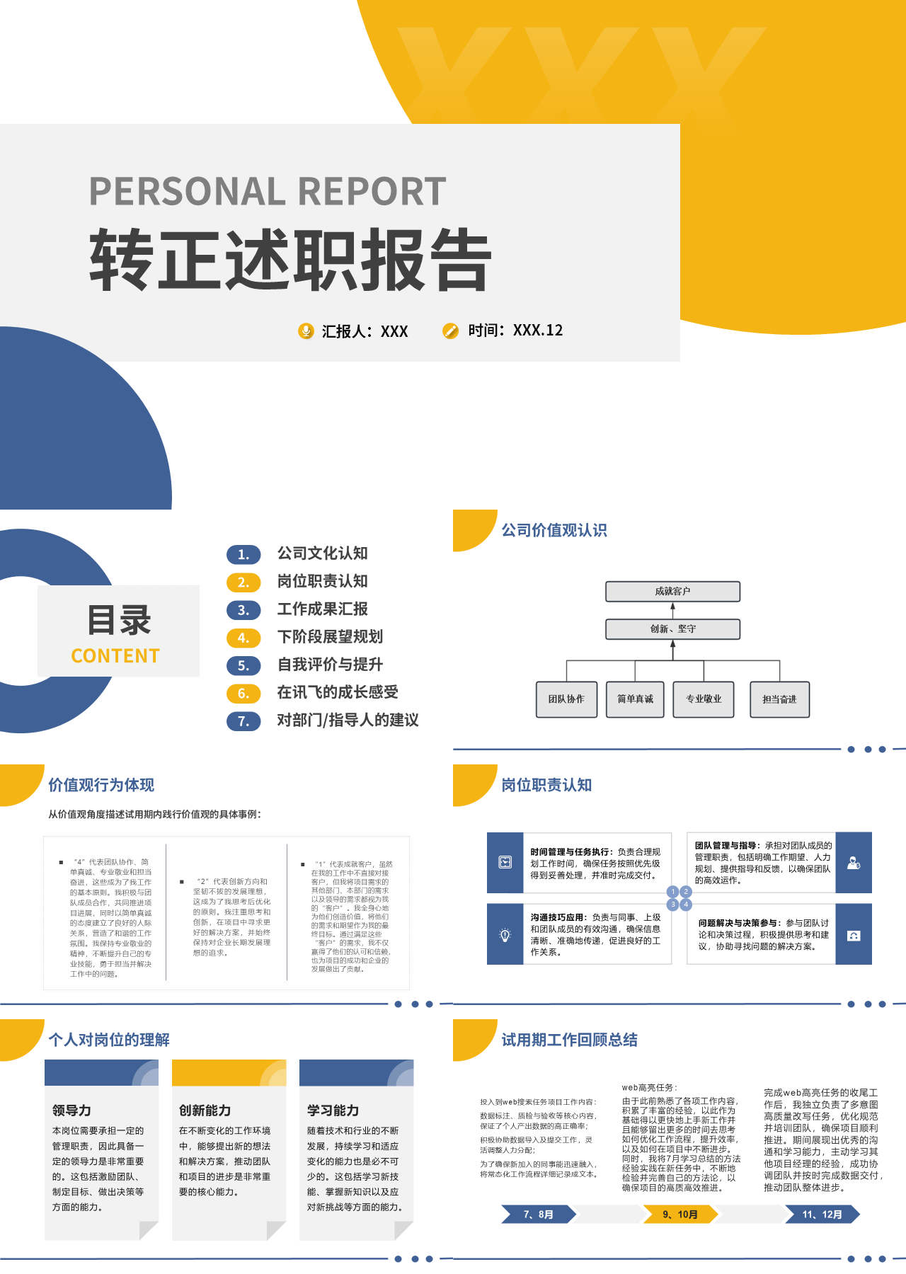 标准静态简约转正述职报告