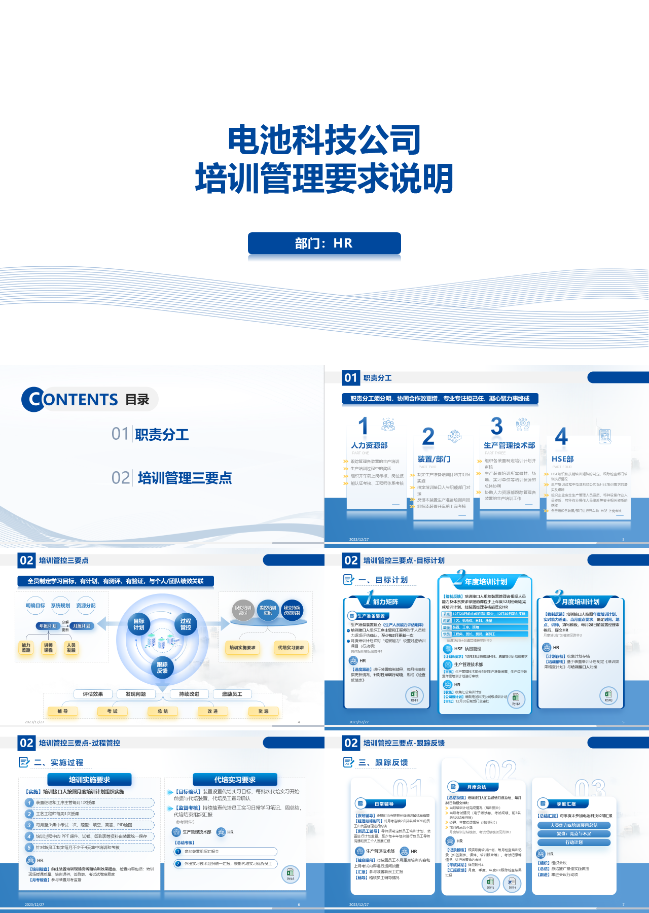 精美静态蓝色工作汇报培训管理要求说明