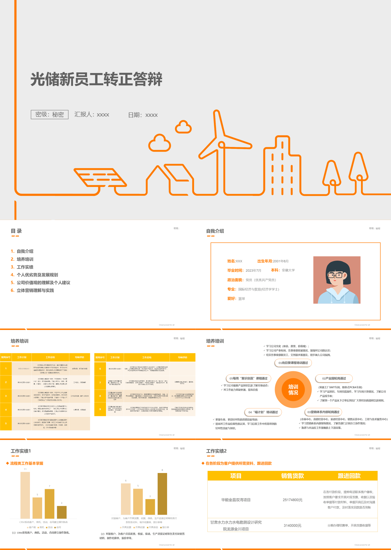 标准静态橙色光储新员工转正答辩