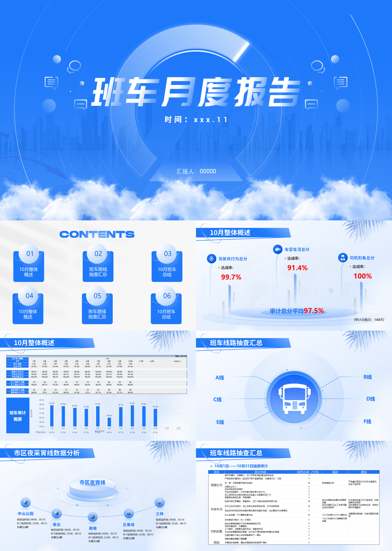 精美静态蓝色月度报告