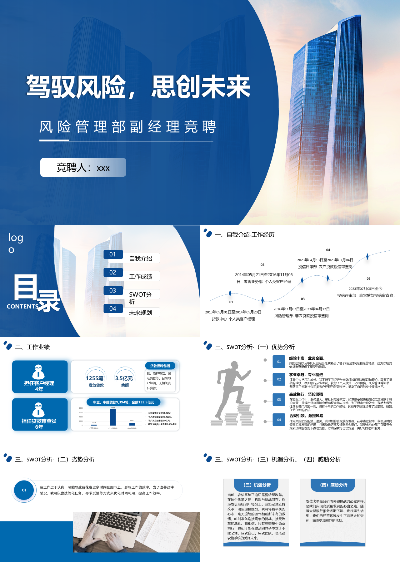 标准静态蓝色岗位竞聘风险管理部副经理