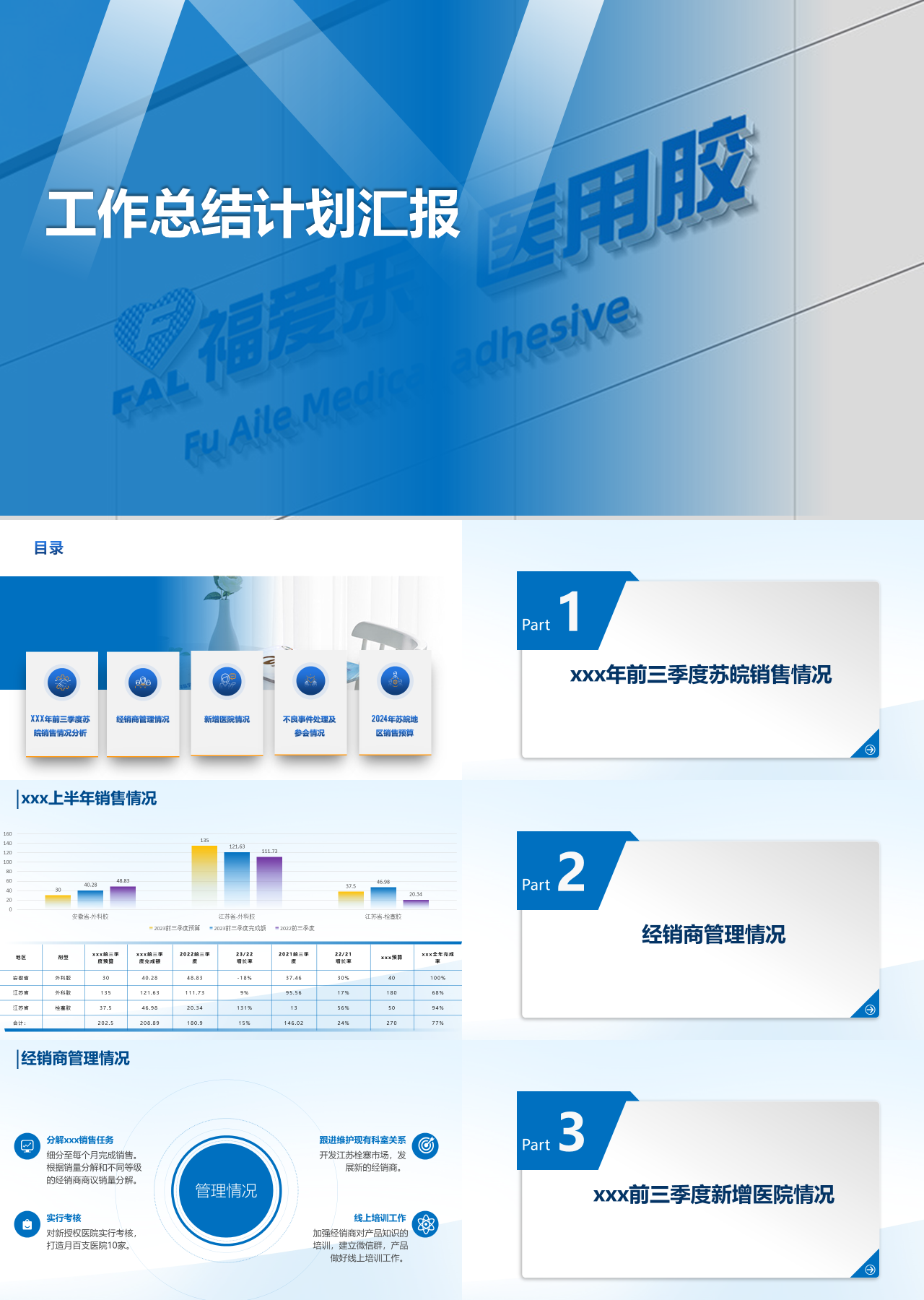 标准动态蓝色工作总结计划汇报