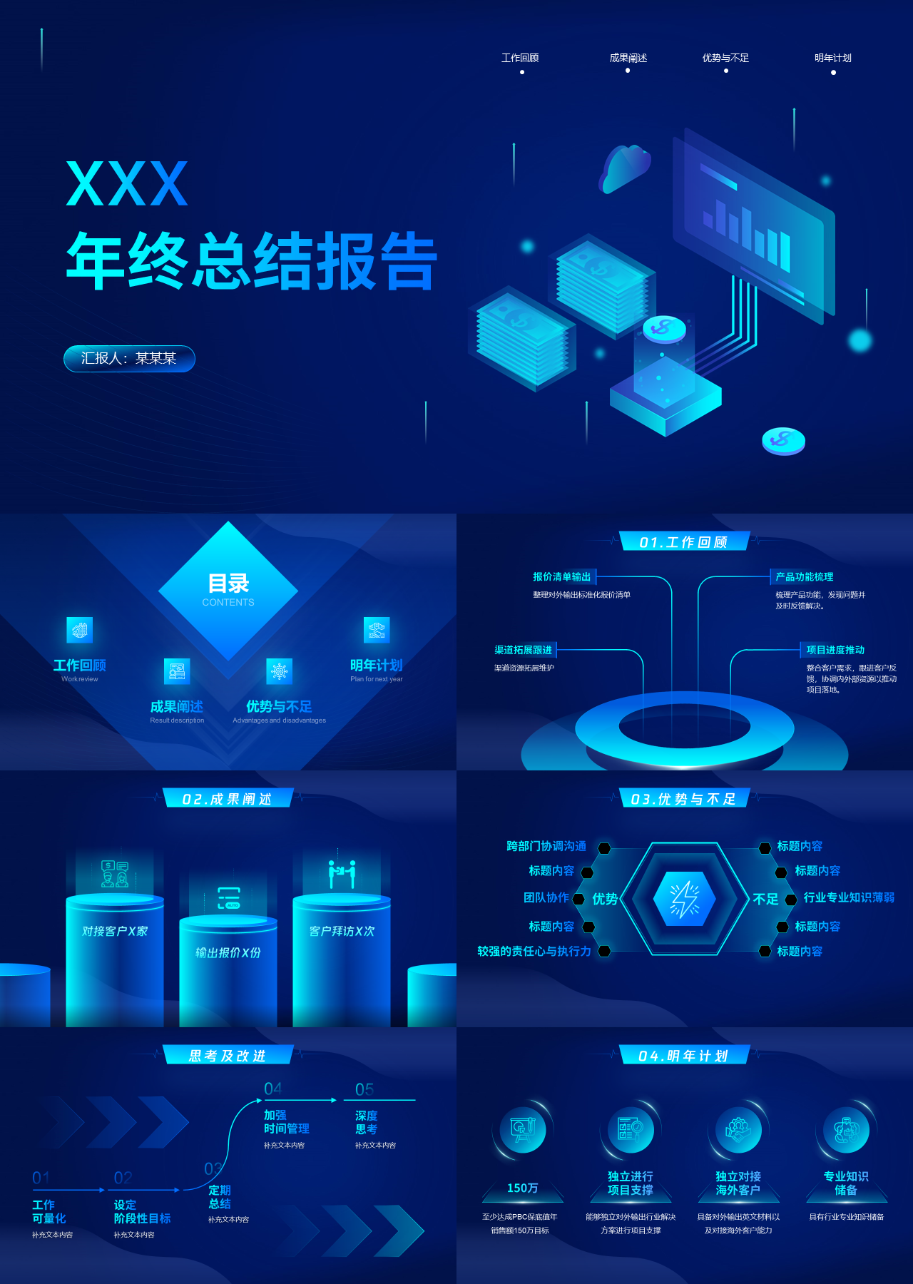 精美静态科技风年终总结报告