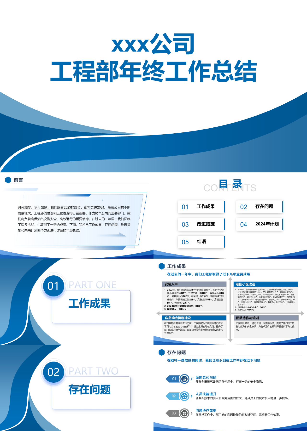 标准静态蓝色工程部年终工作总结