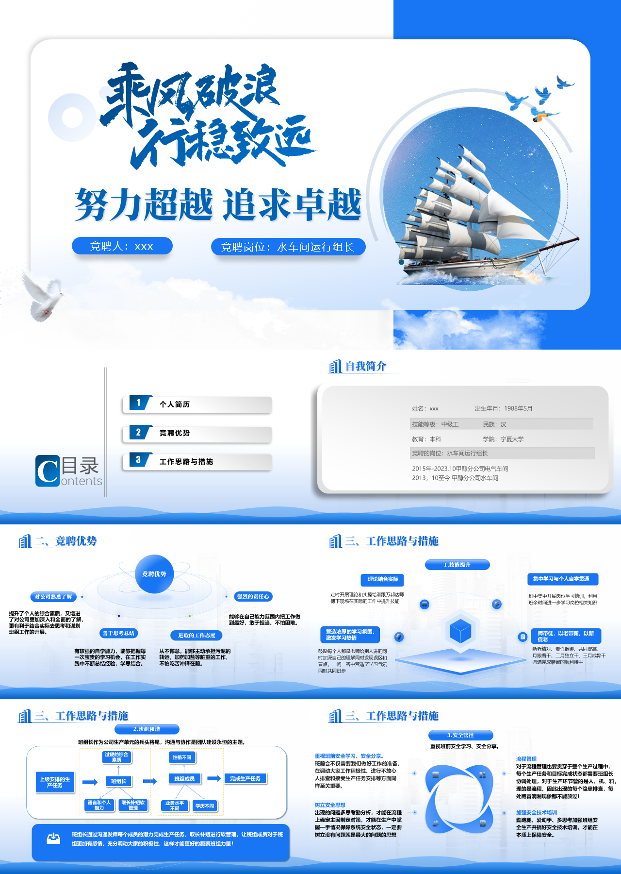 精美静态蓝色岗位竞聘水车间运行组长