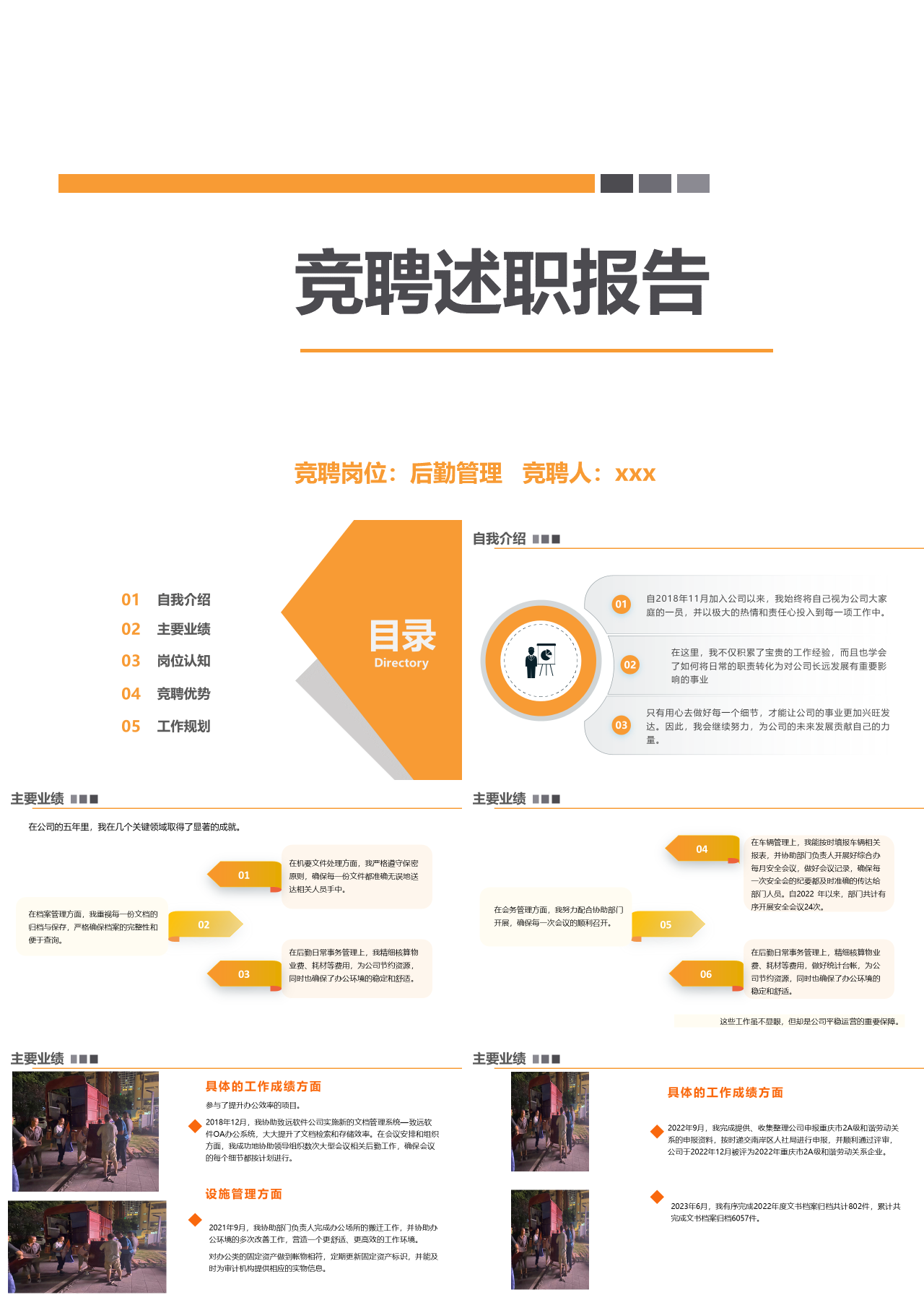 标准静态橙色竞聘述职报告