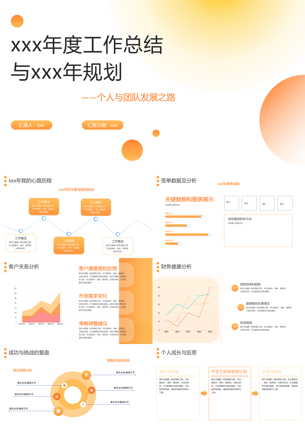 标准静态橙色年度工作总结