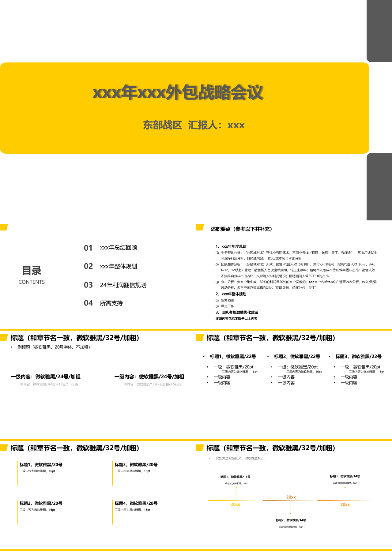 标准静态黄色工作汇报外包战略会议