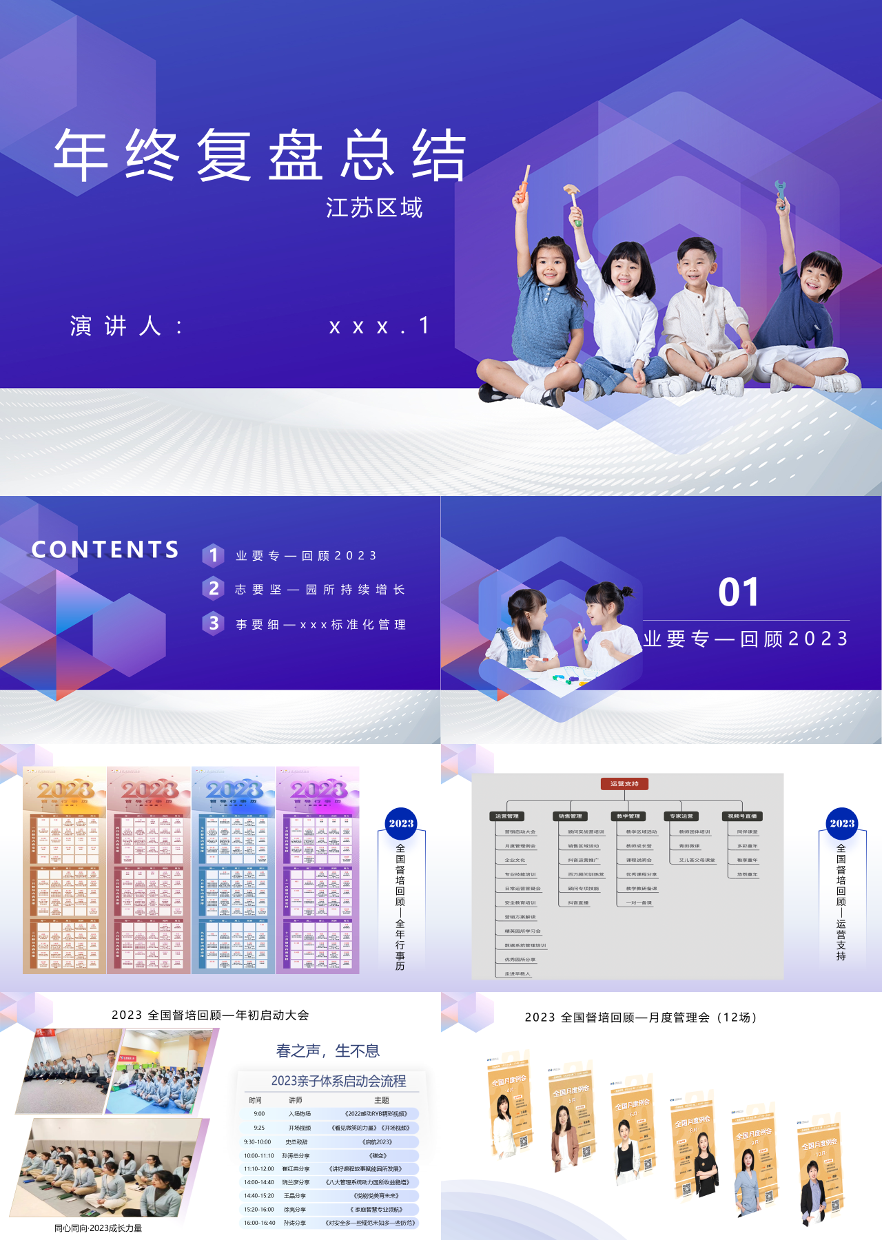 精美静态蓝色工作汇报年终复盘总结