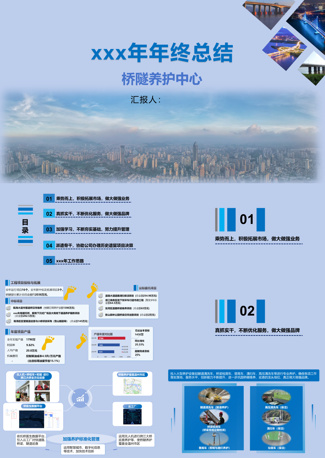 标准动态蓝色工作汇报桥隧养护中心