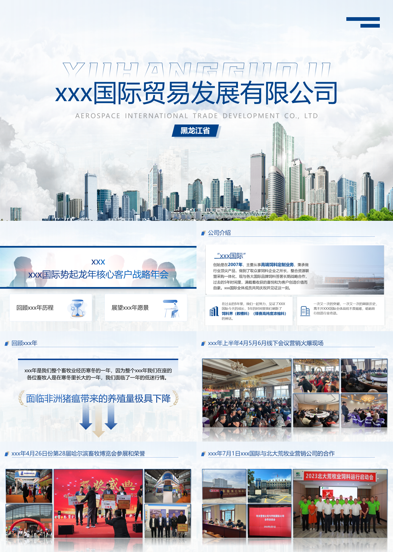 精美动态蓝色企业宣传国际贸易发展类公司