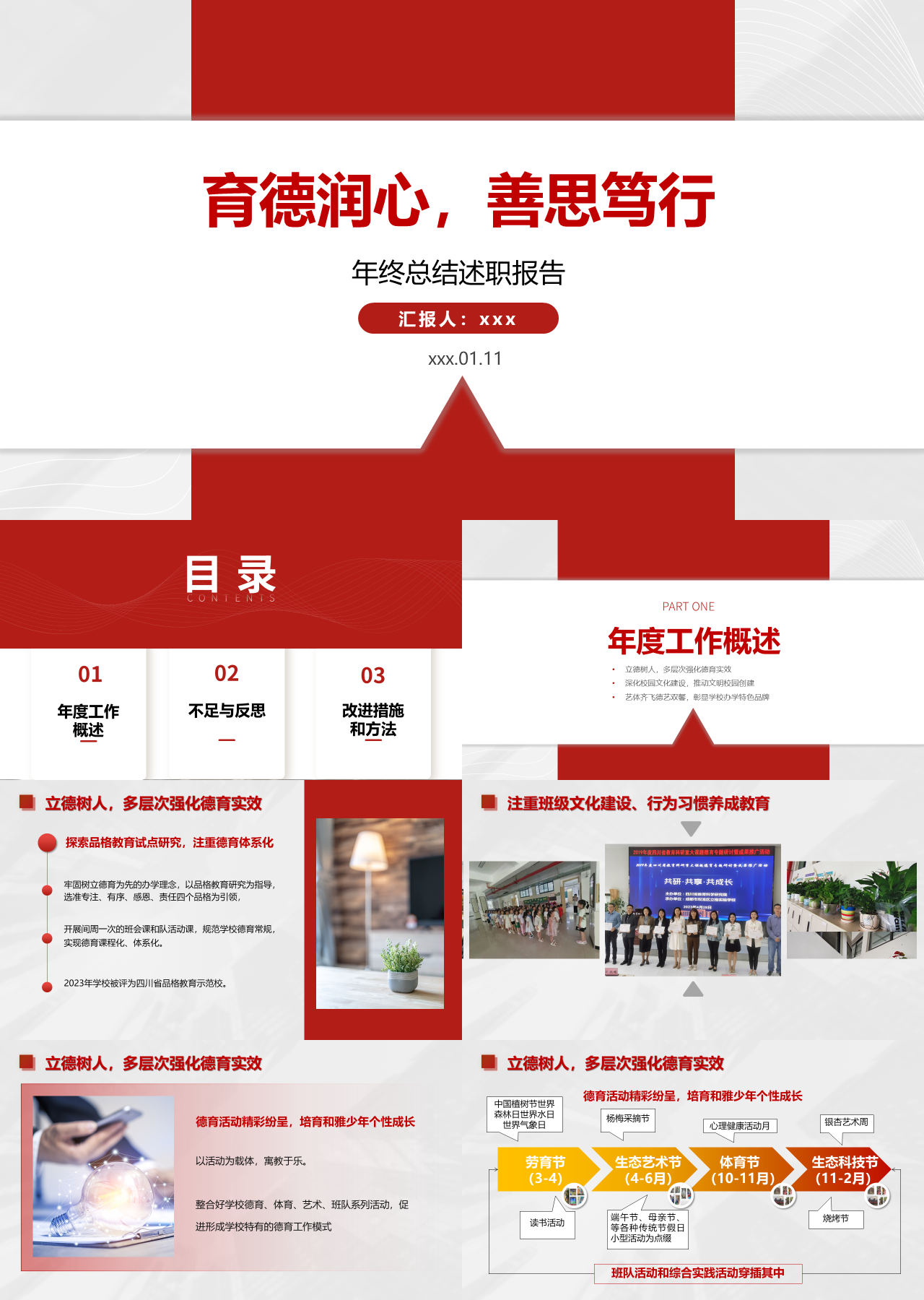 标准静态红色年终总结述职报告