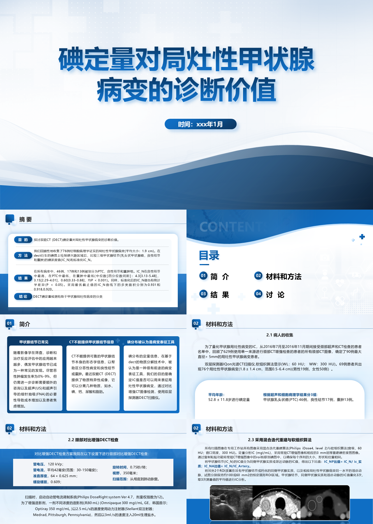 标准静态蓝色工作汇报碘定量对局灶性甲状腺