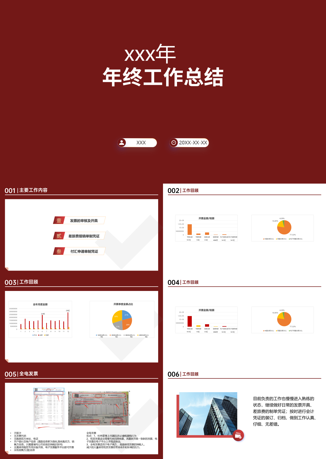 标准静态红色年终工作总结