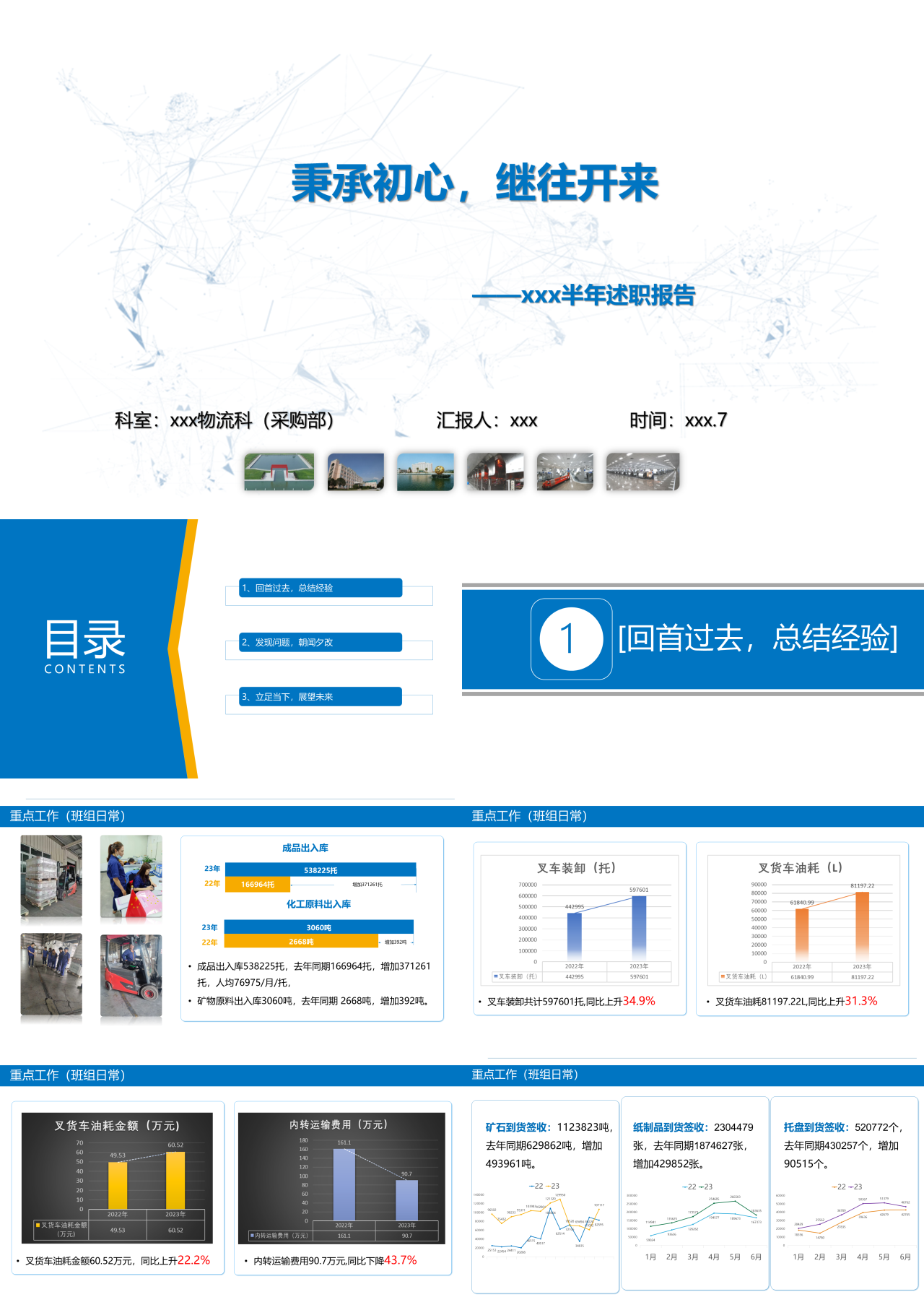 标准静态蓝色半年述职报告