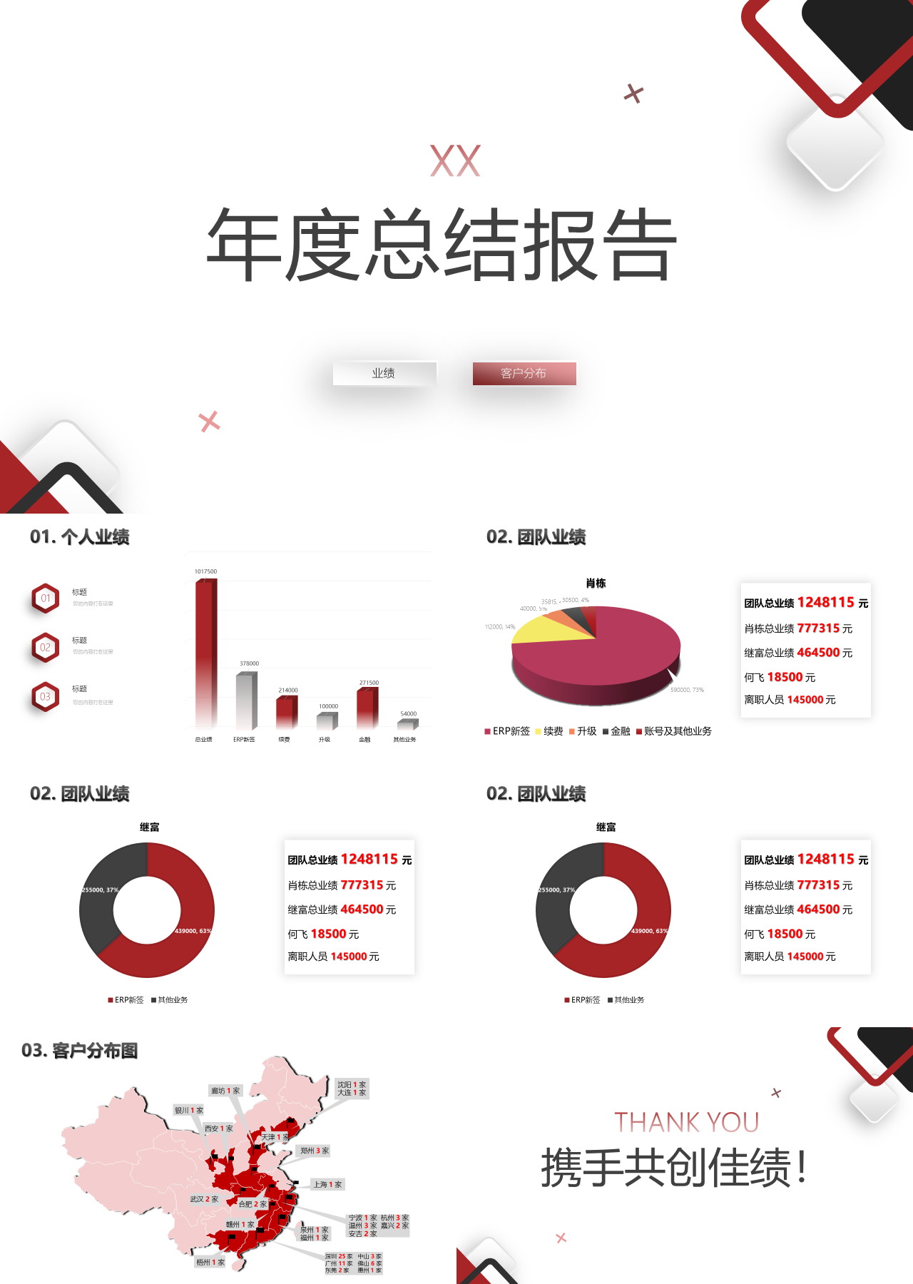 标准静态红色年度总结报告