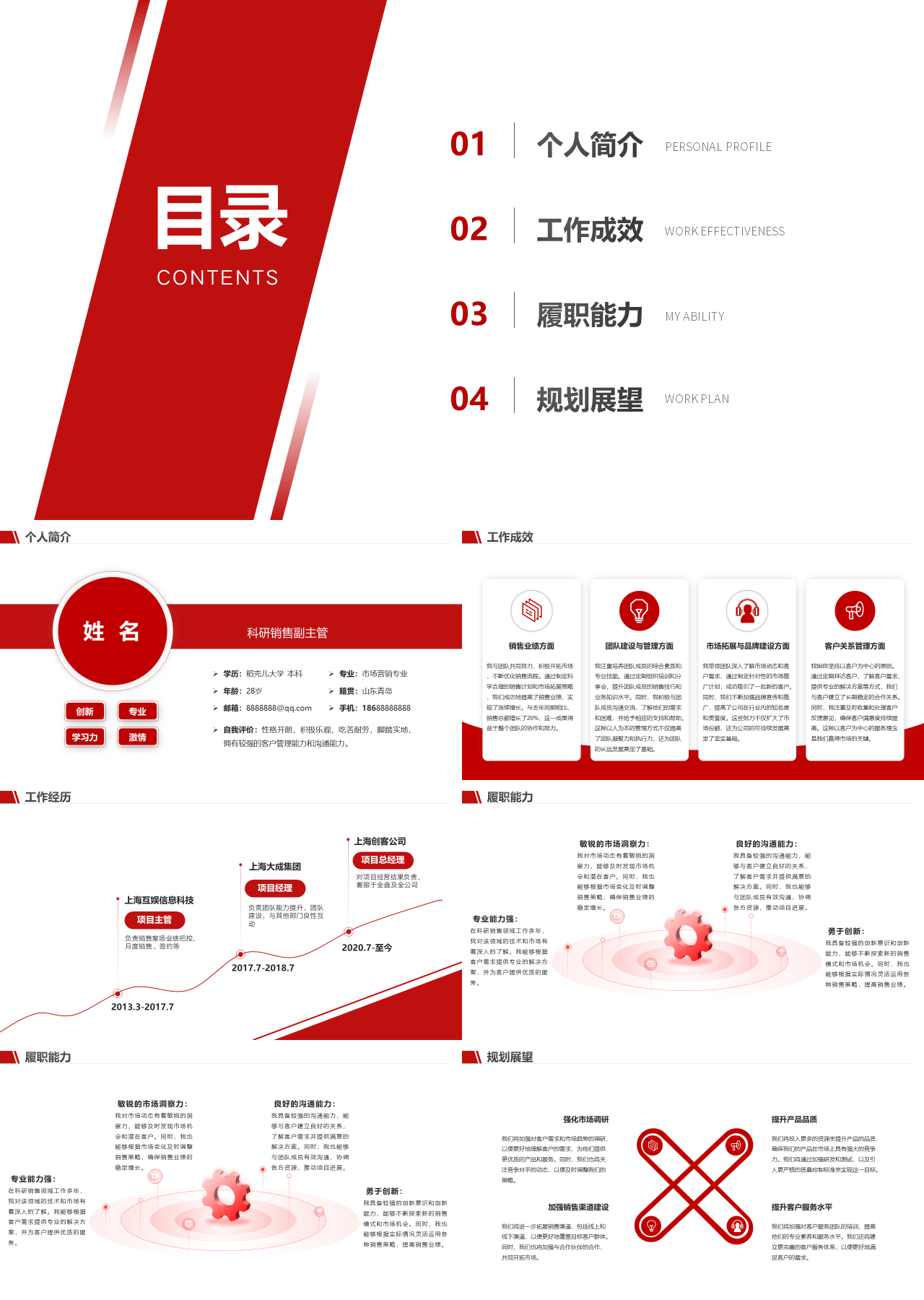 标准静态红色工作汇报科研销售副主管