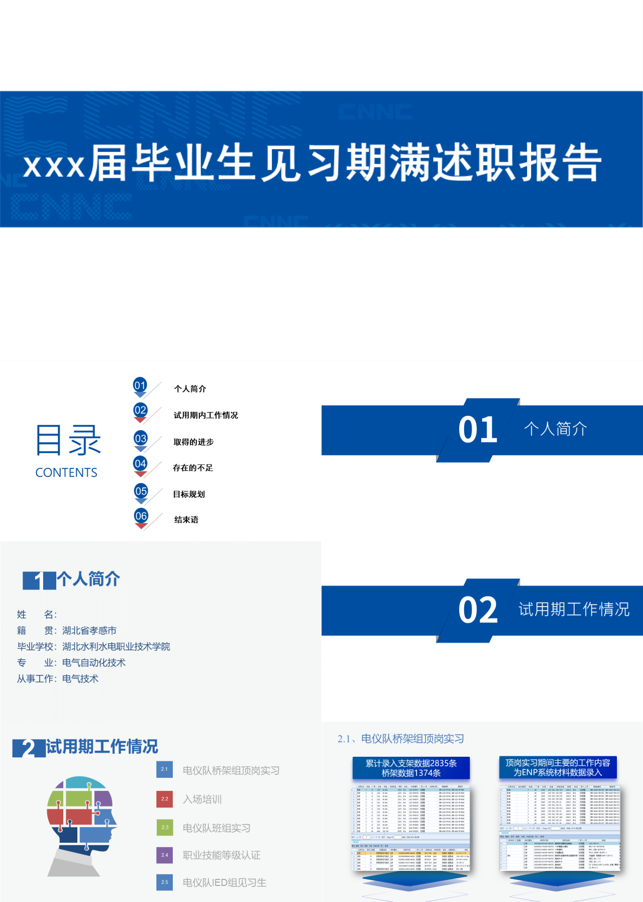 标准动态蓝色述职报告毕业生见习期满