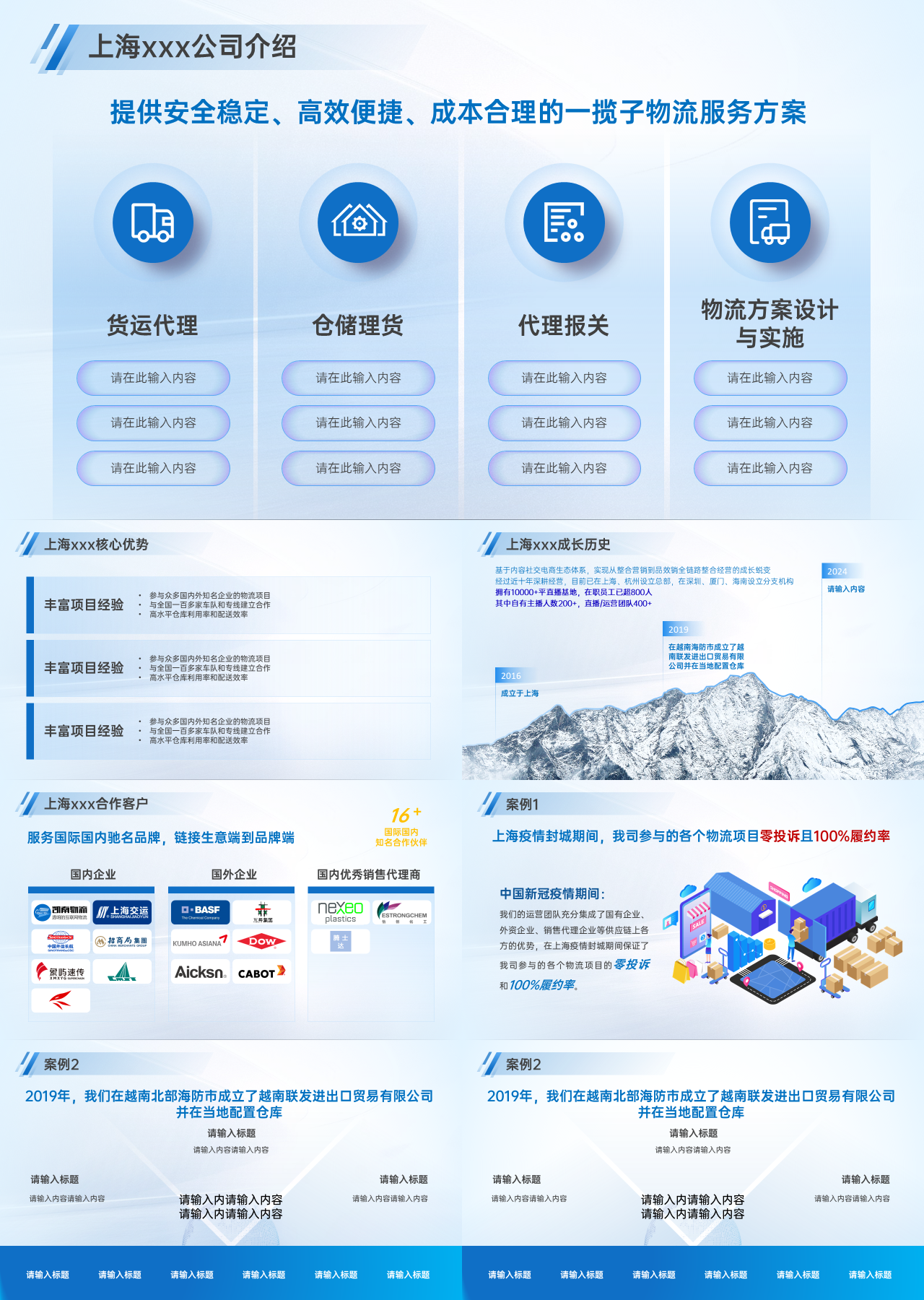 精美静态蓝色企业宣传供应链管理类公司简介