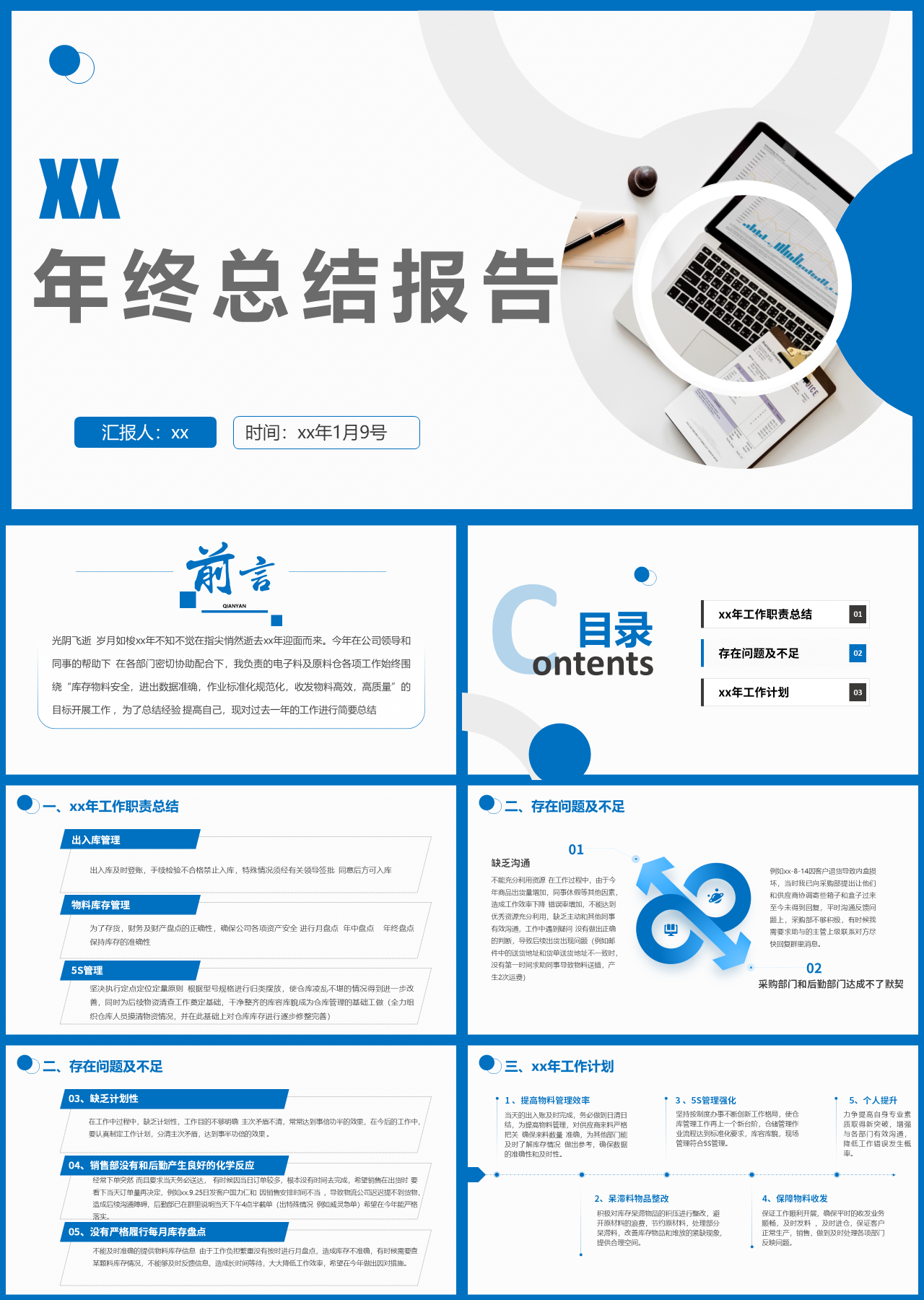 标准静态蓝色年终总结报告