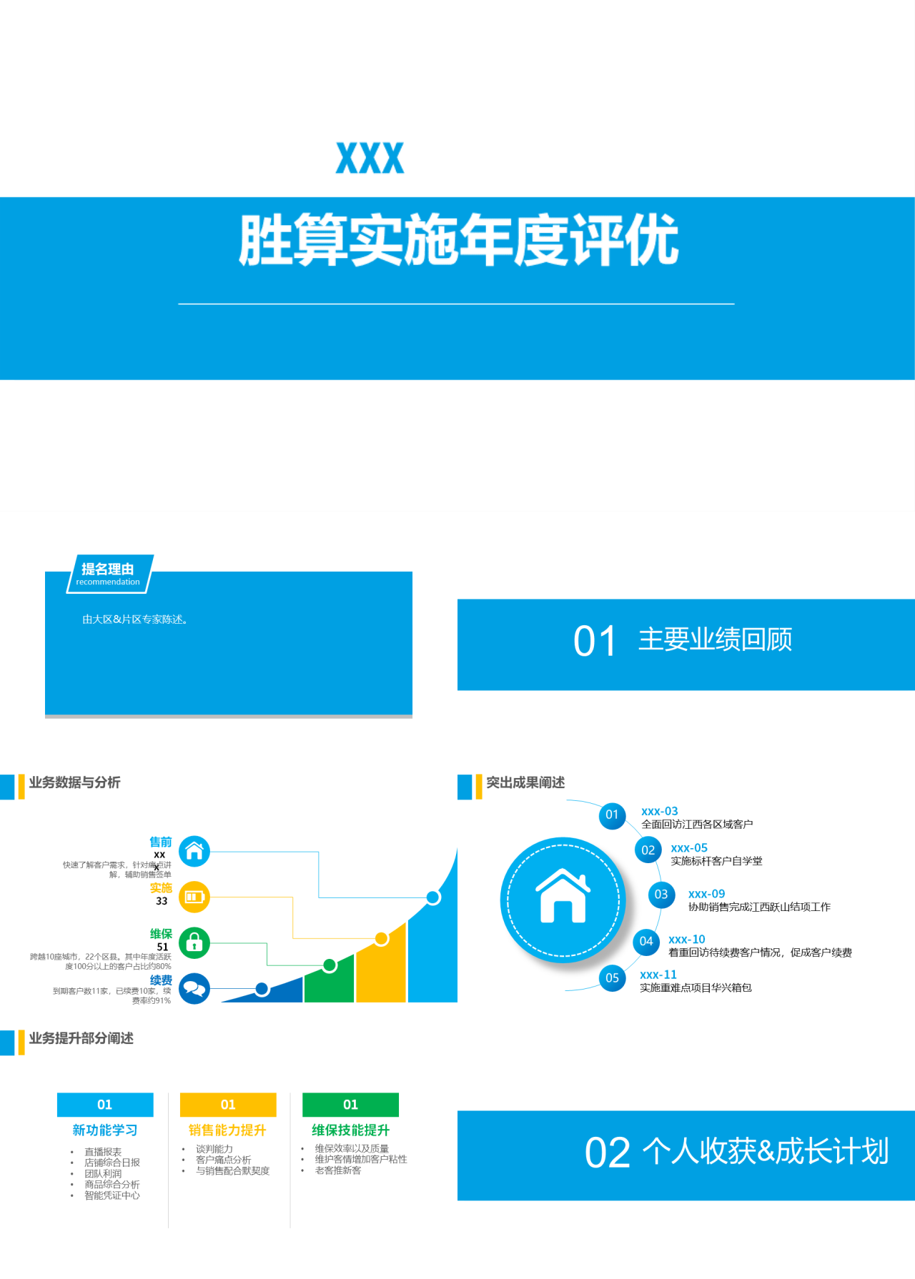 标准静态蓝色工作汇报胜算实施年度评优