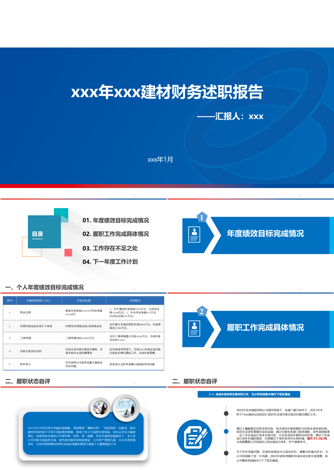 标准静态蓝色年述职报告