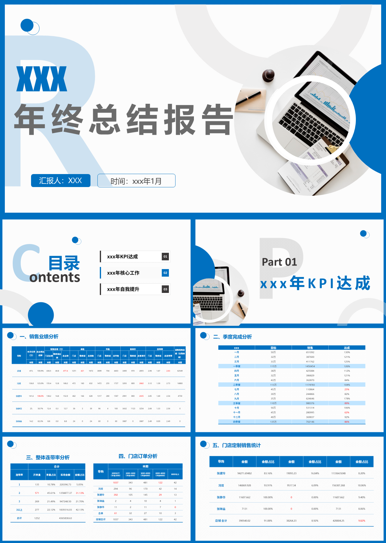 标准动态蓝色年终总结报告