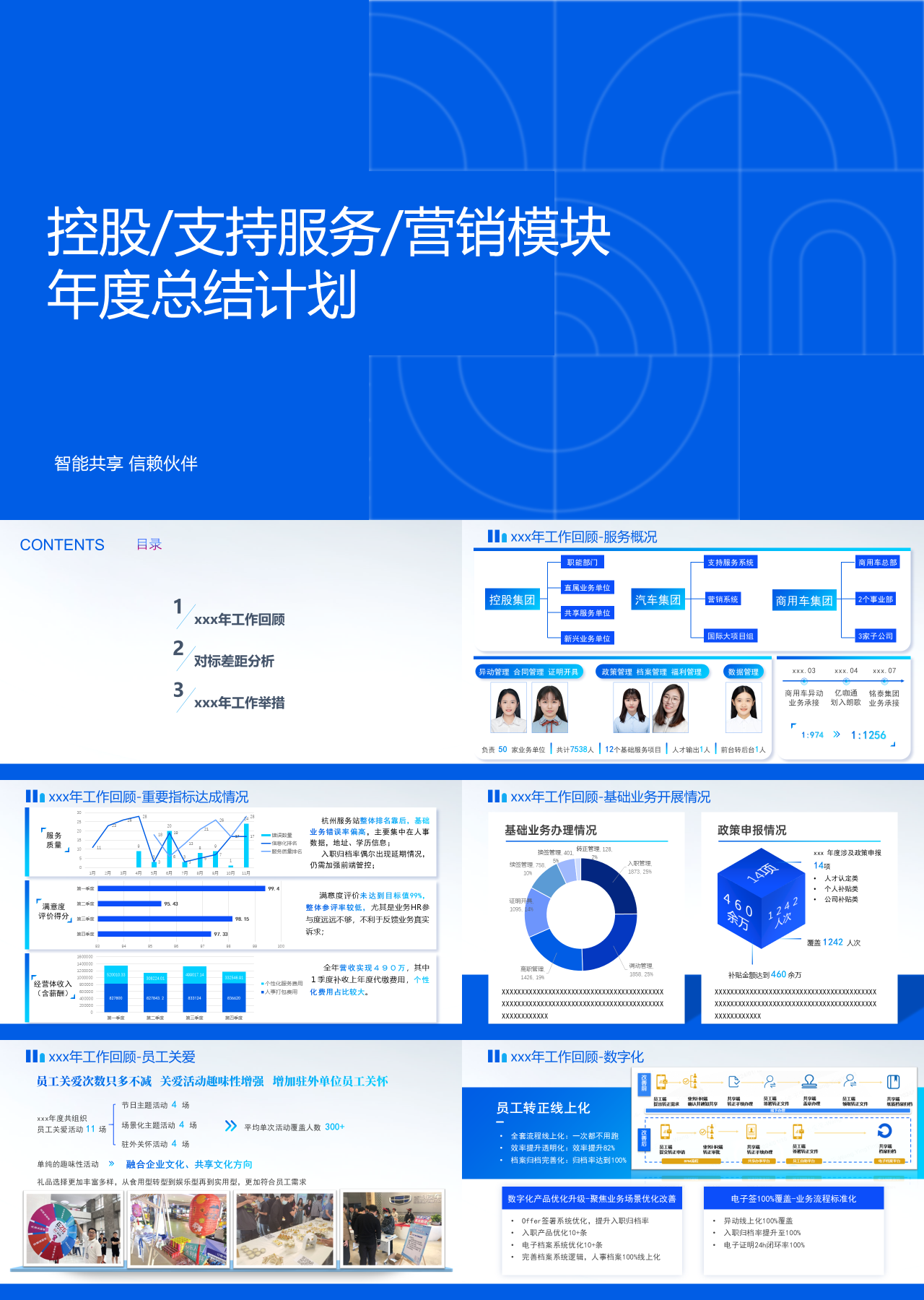 标准静态蓝色年度总结计划