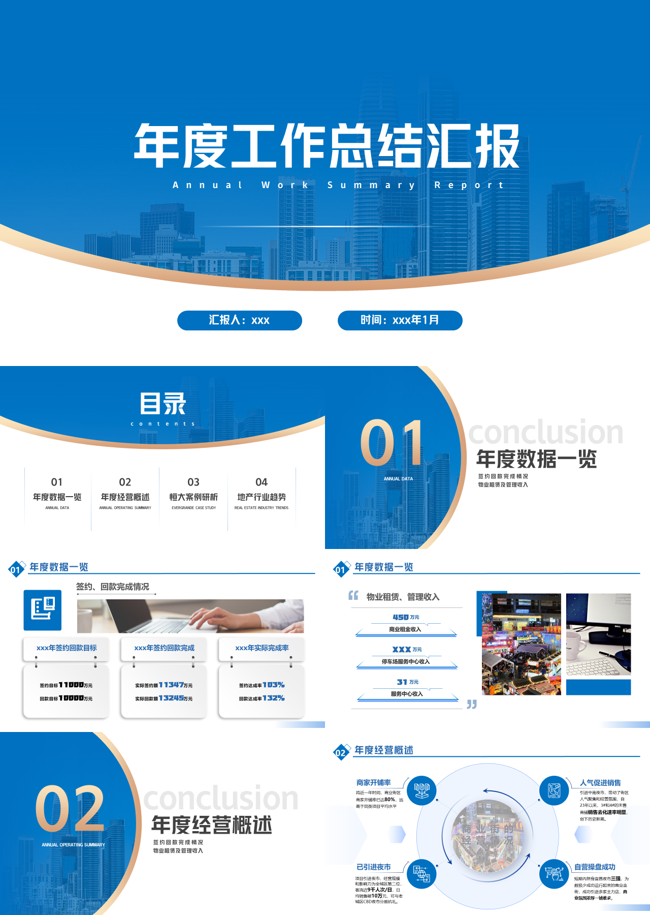 标准动态蓝色年度工作总结汇报
