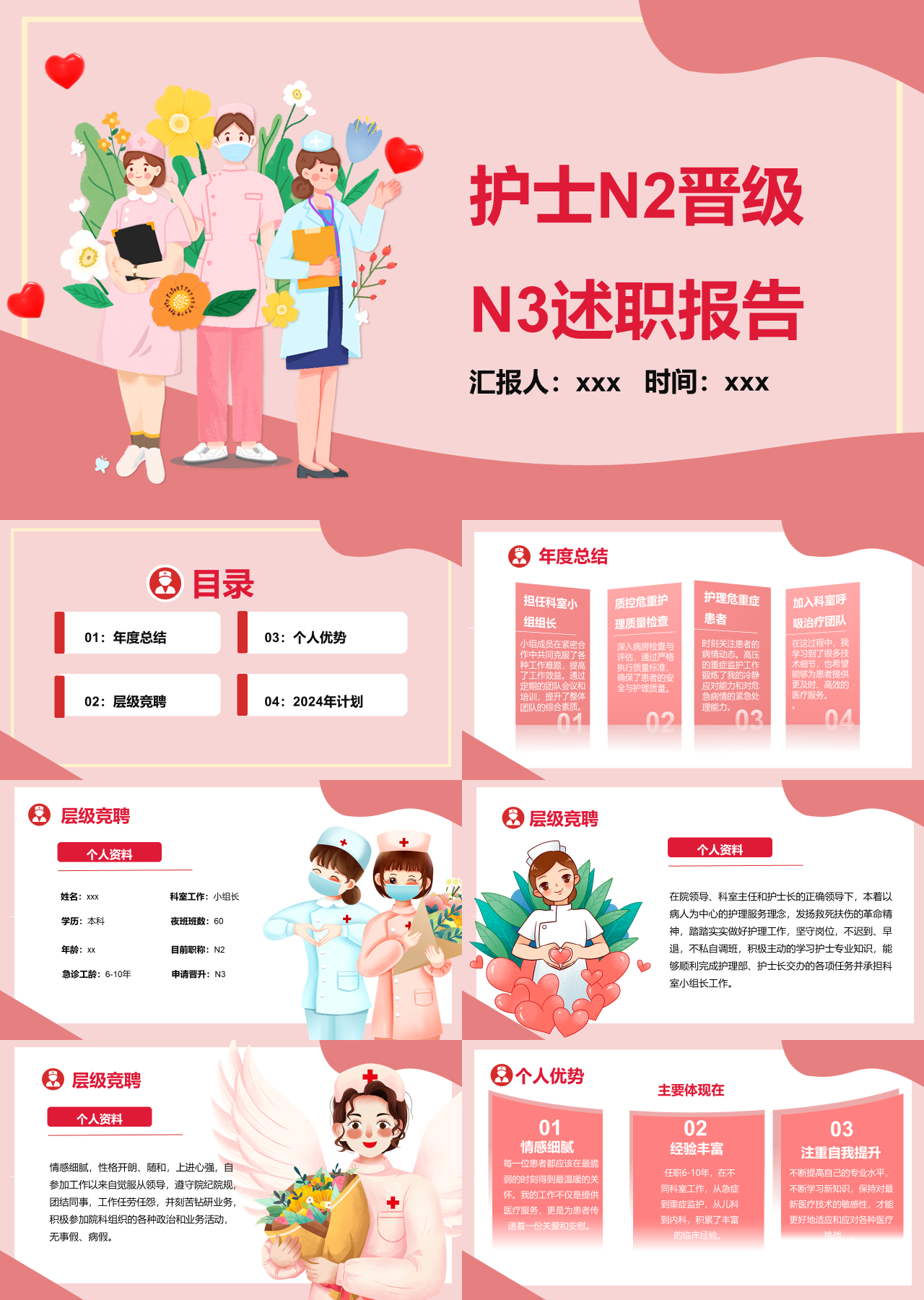 标准静态卡通护士晋级竞聘