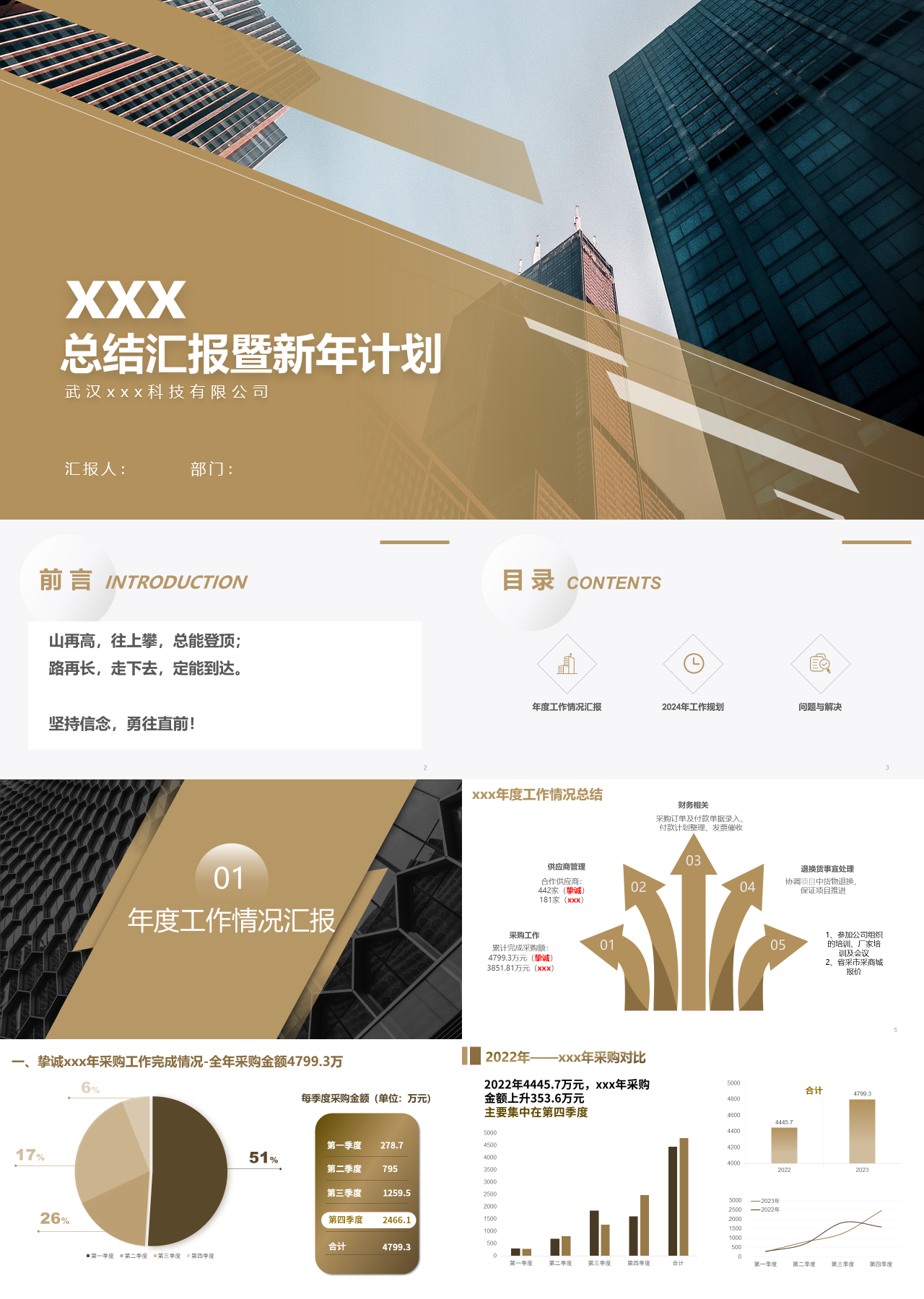 标准动态棕色总结汇报暨新年计划